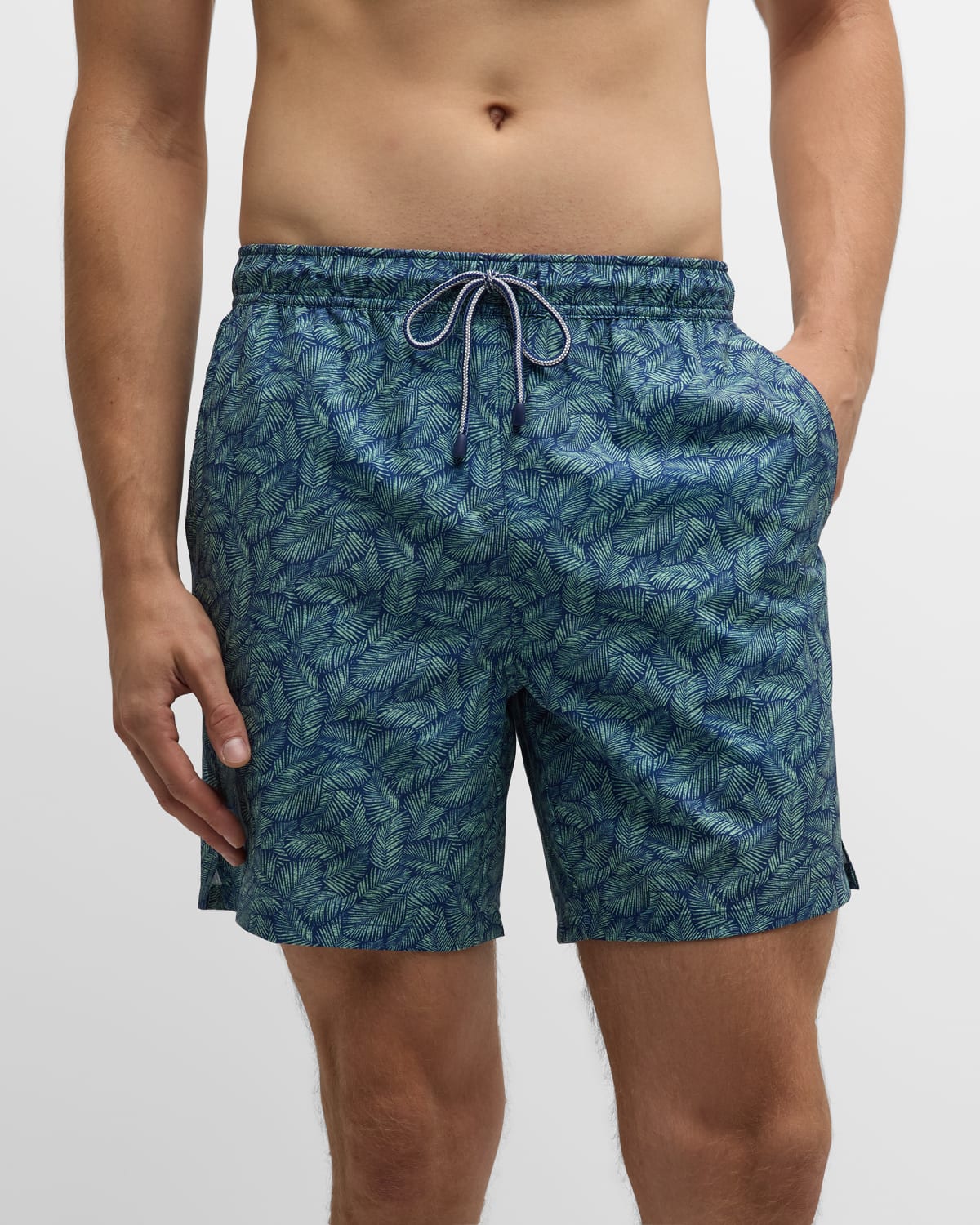 Shop Peter Millar Men's Tropical Shade Swim Trunks In Sum Meadow