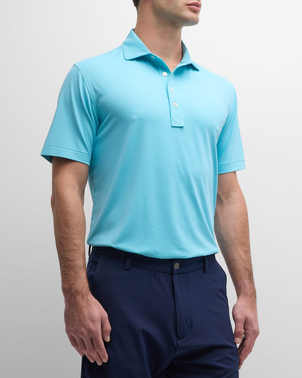 Peter Millar Men's Regent Geometric Performance Polo Shirt In Turquoise