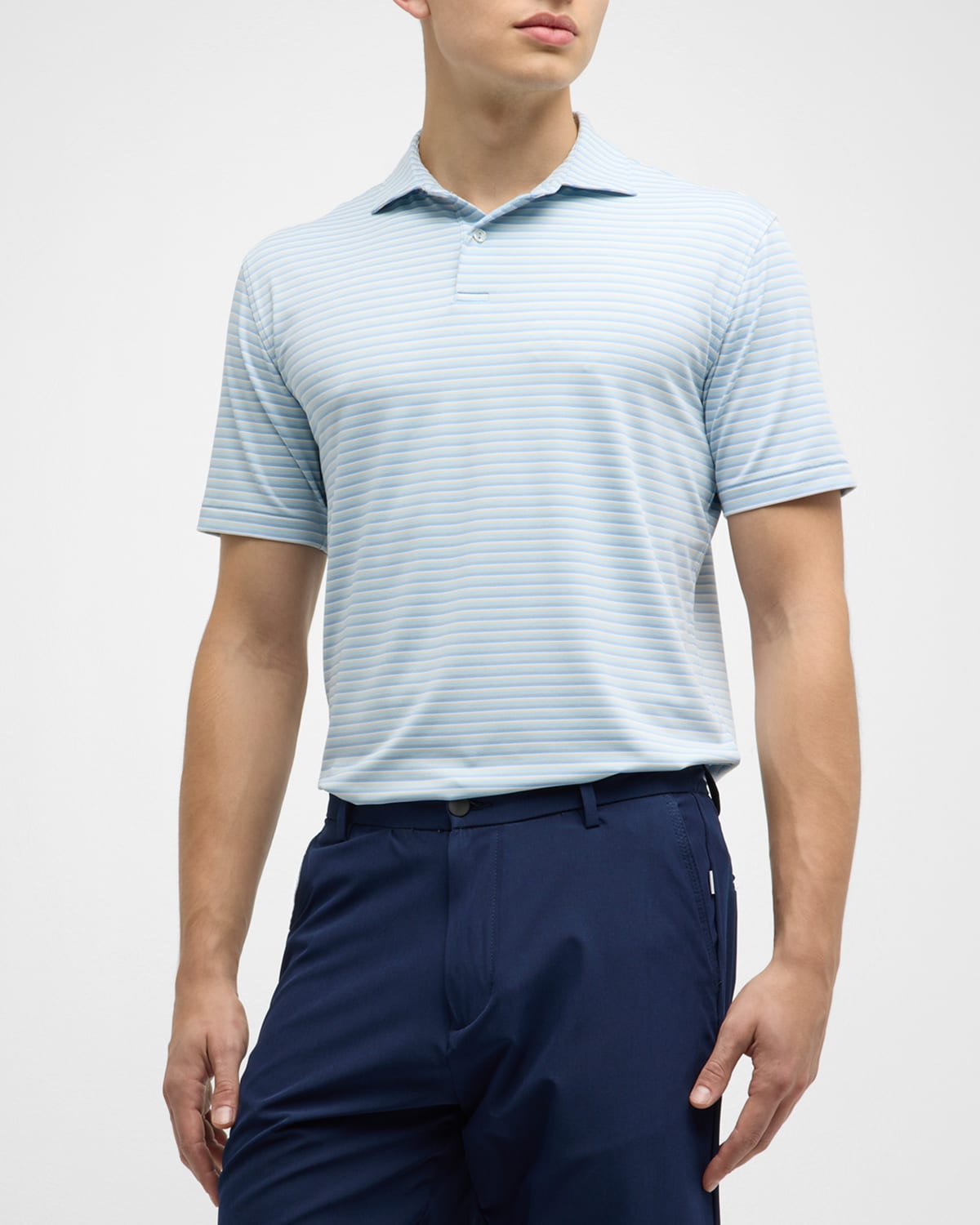 Peter Millar Crown Crafted Mccraven Performance Short Sleeve Polo Shirt In Blue Frost