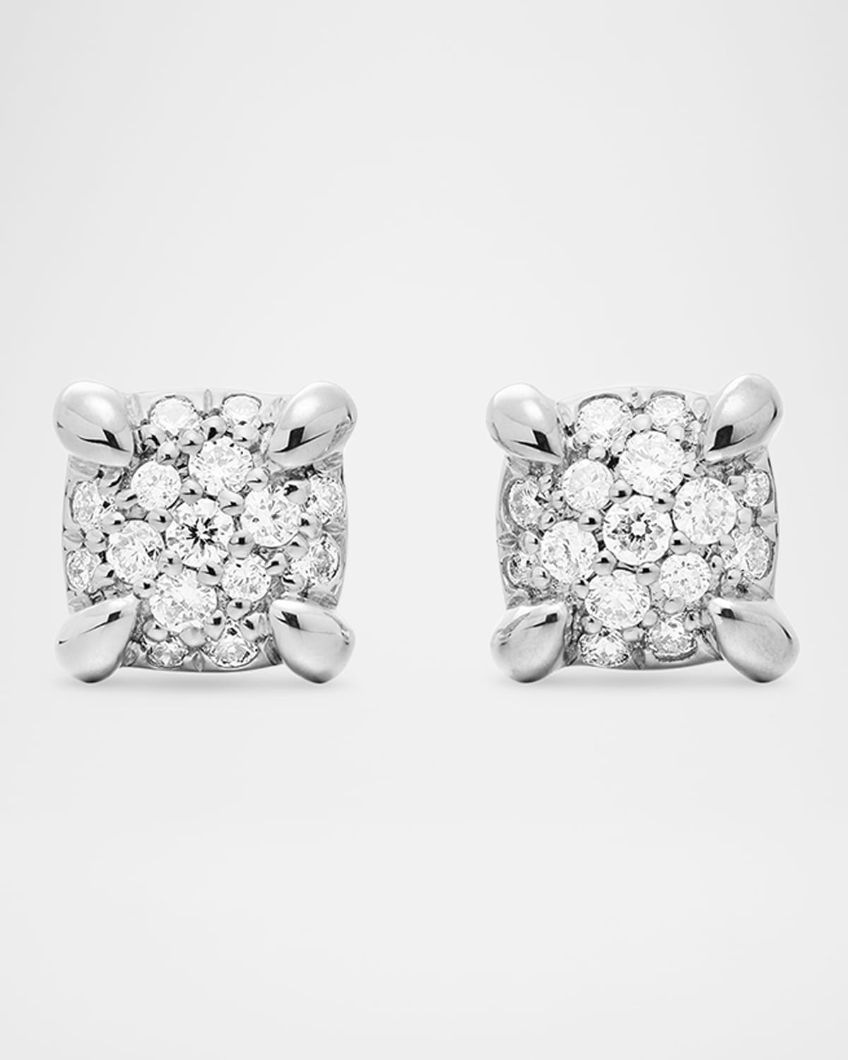 David Yurman 18k White Gold Precious Chatelaine Diamond Cluster Stud Earrings In 40 White