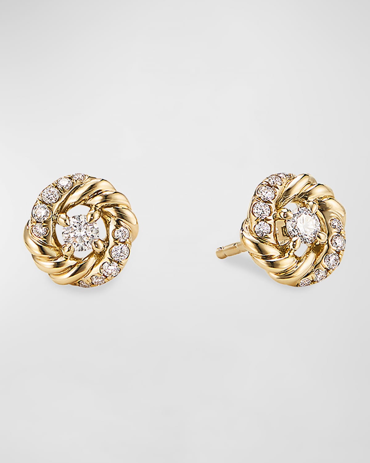 David Yurman 18k Yellow Gold Petite Infinity Stud Earrings With Diamonds In 40 White
