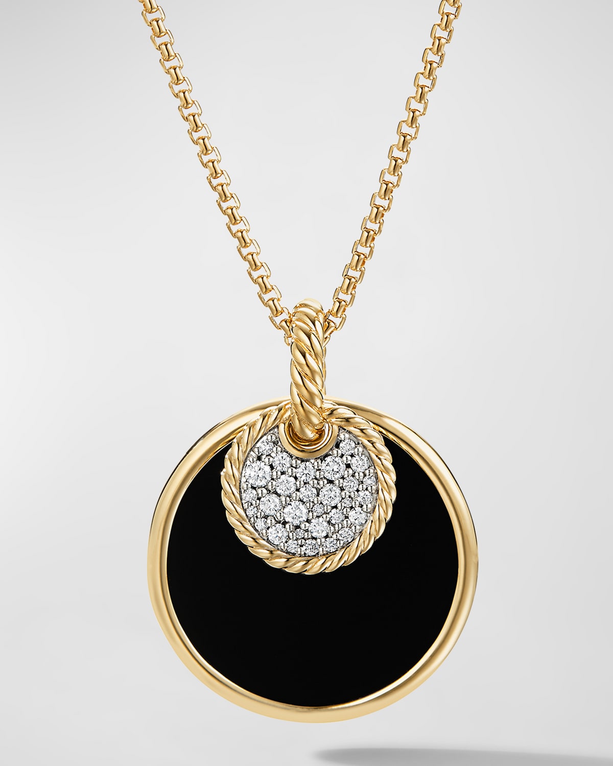 DAVID YURMAN DY ELEMENTS CONVERTIBLE PENDANT NECKLACE IN 18K YELLOW GOLD WITH BLACK ONYX AND MOTHER-OF-PEARL AND 