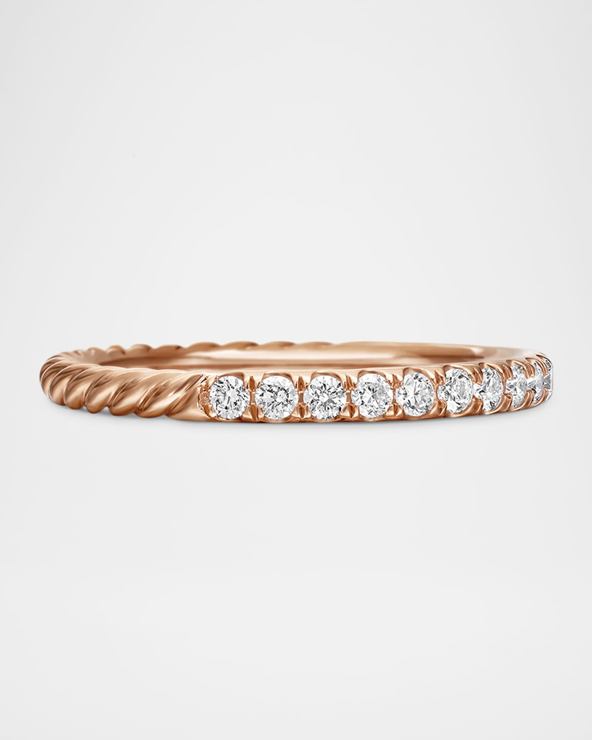 David Yurman Cable Collectibles Pave Diamond Band Ring in 18K Rose Gold