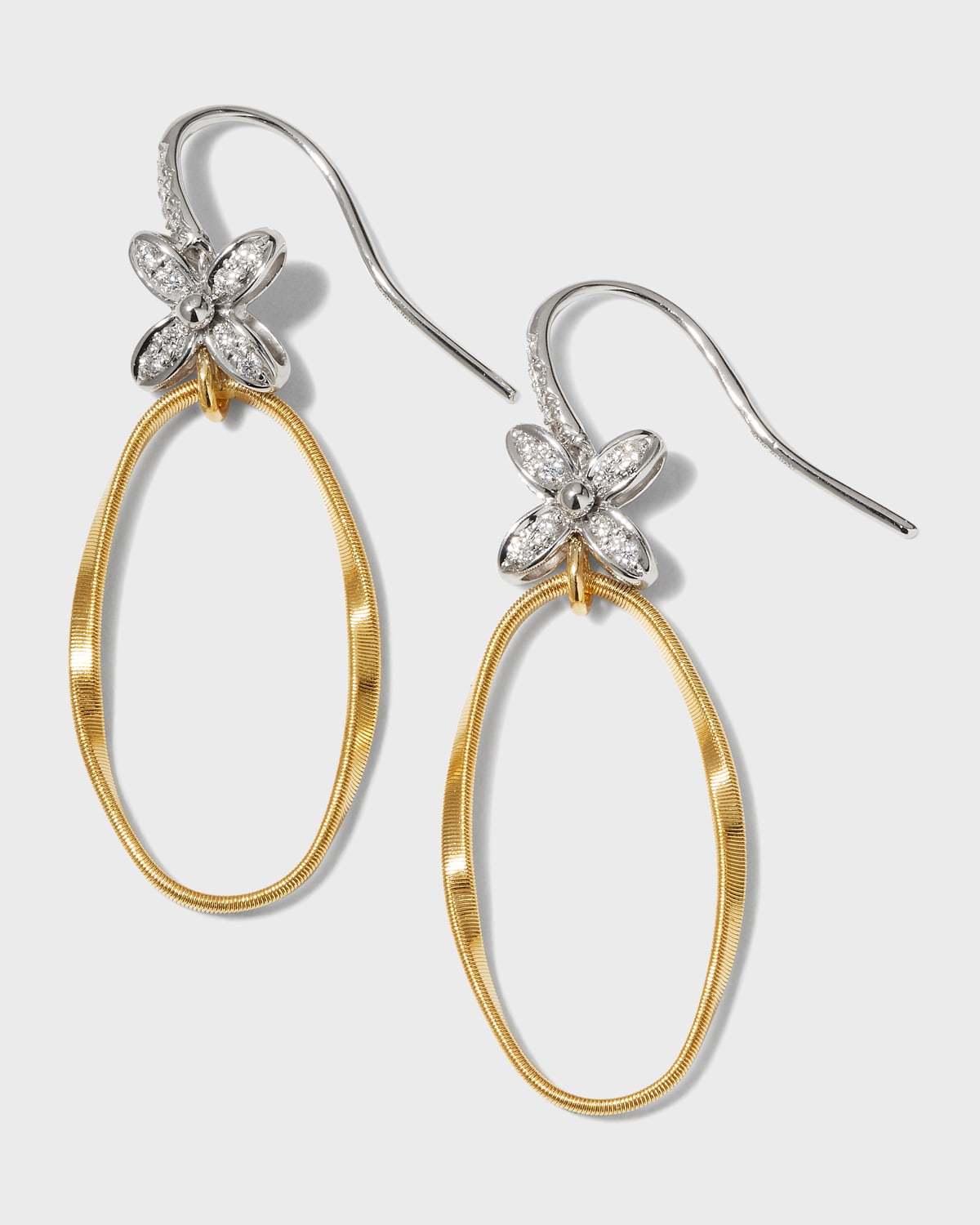 Marrakech Onde 18k Yellow and White Gold French Hoop Earrings