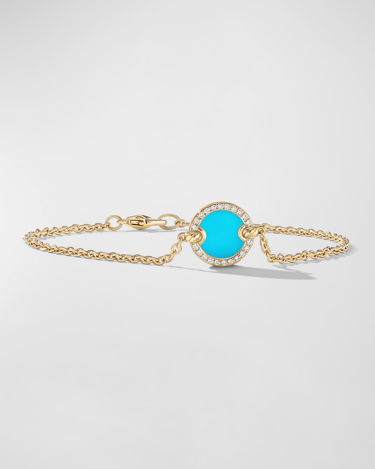 David Yurman Women's Dy Elements Center Station Chain Bracelet In 18k Yellow Gold With Pavé Diamonds In Turquoise