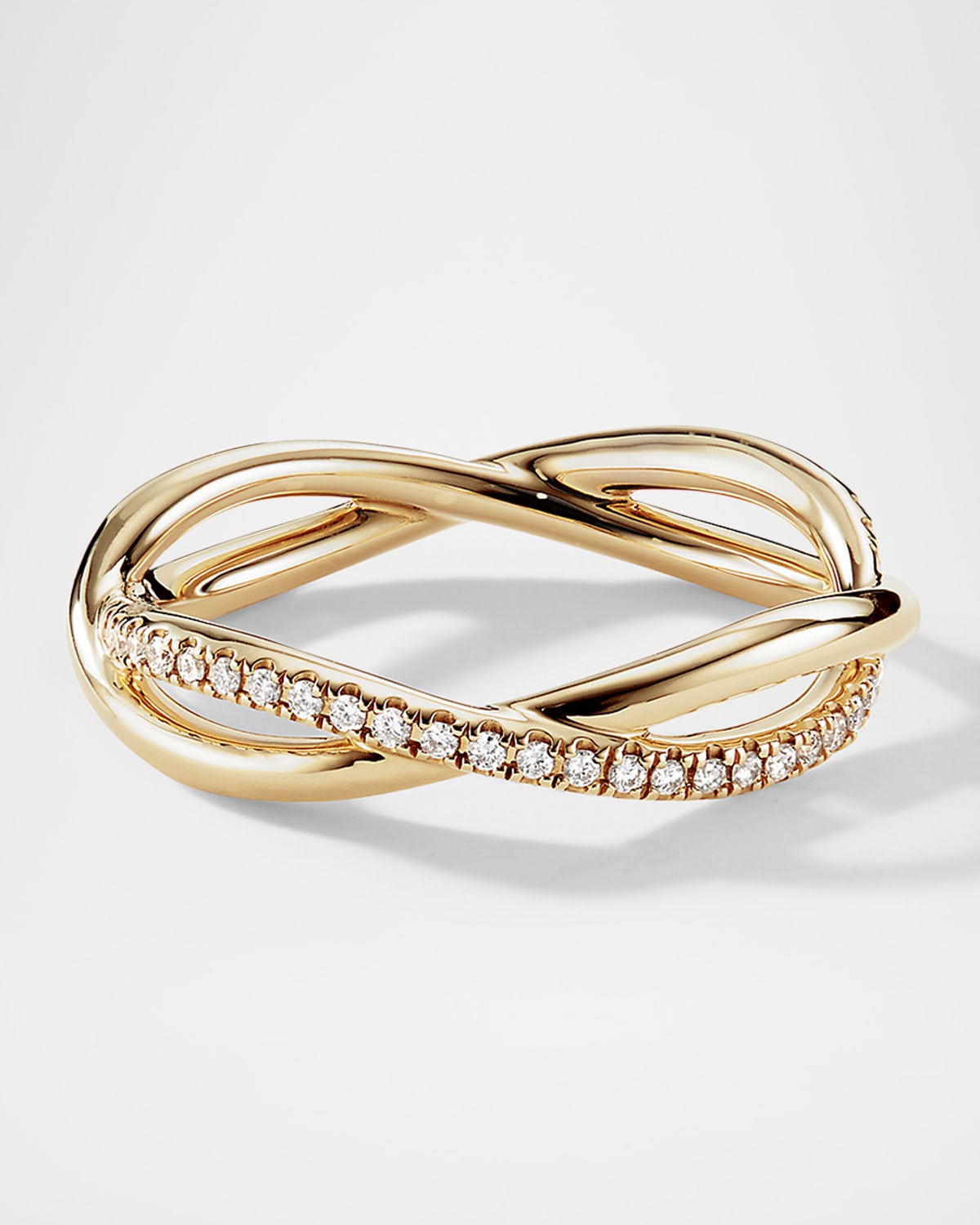 David Yurman DY Infinity Band Ring with Diamonds in 18K Gold, 4.18mm