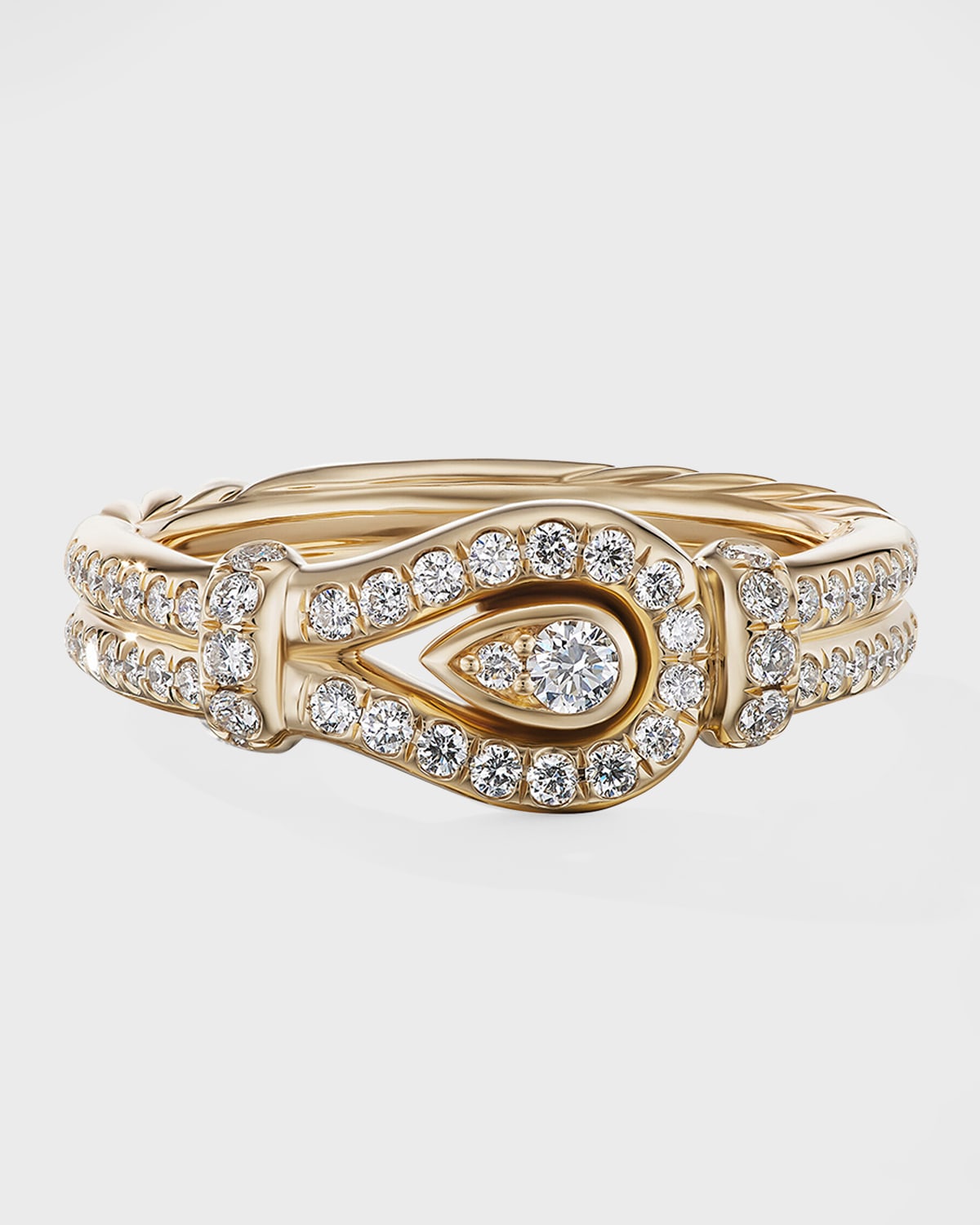 Shop David Yurman Thoroughbred Loop Ring With Full Pave Diamonds In 18k Gold, 4mm In 60 Multi-colored