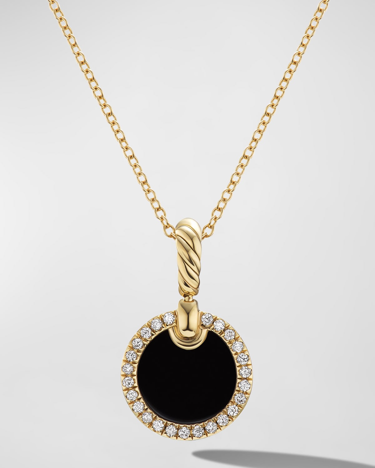 David Yurman Dy Elements Pendant Necklace With Gemstone And Diamonds In 18k Gold, 17.8mm, 16-18"l In Black Onyx