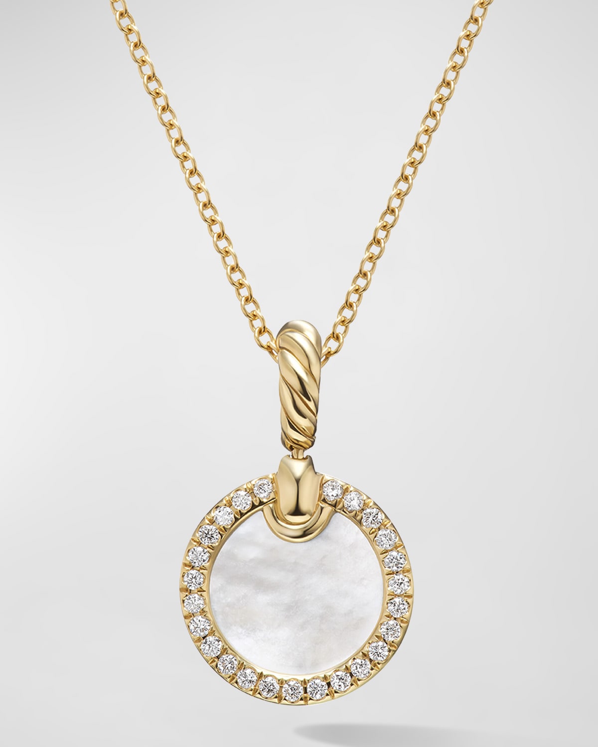 David Yurman Dy Elements Pendant Necklace With Gemstone And Diamonds In 18k Gold, 17.8mm, 16-18"l In Mother Of Pearl