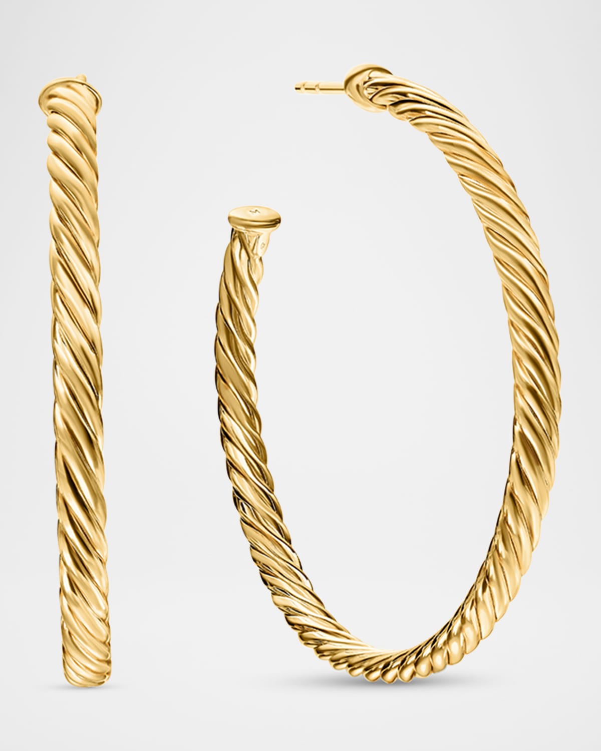 David Yurman 18k Yellow Gold Large Cable Spiral Hoop Earrings In 05 No Stone