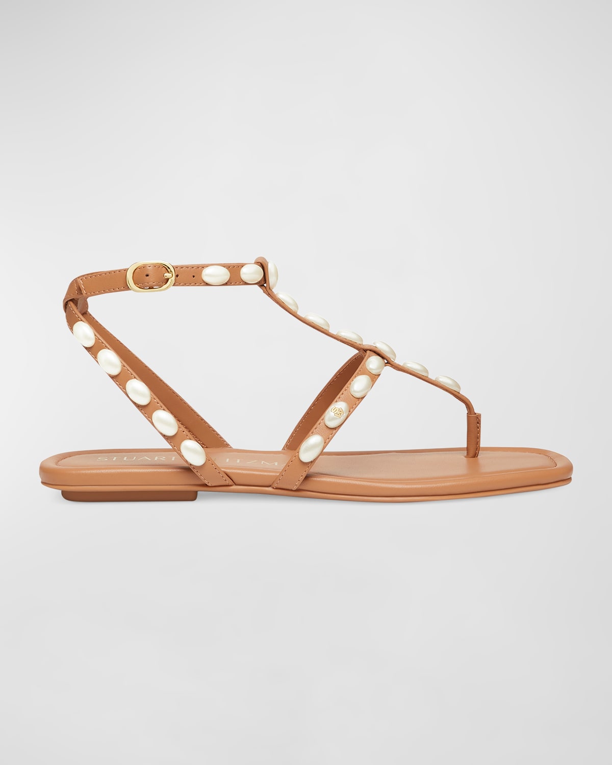 STUART WEITZMAN PEARLITA STUD T-STRAP SANDALS