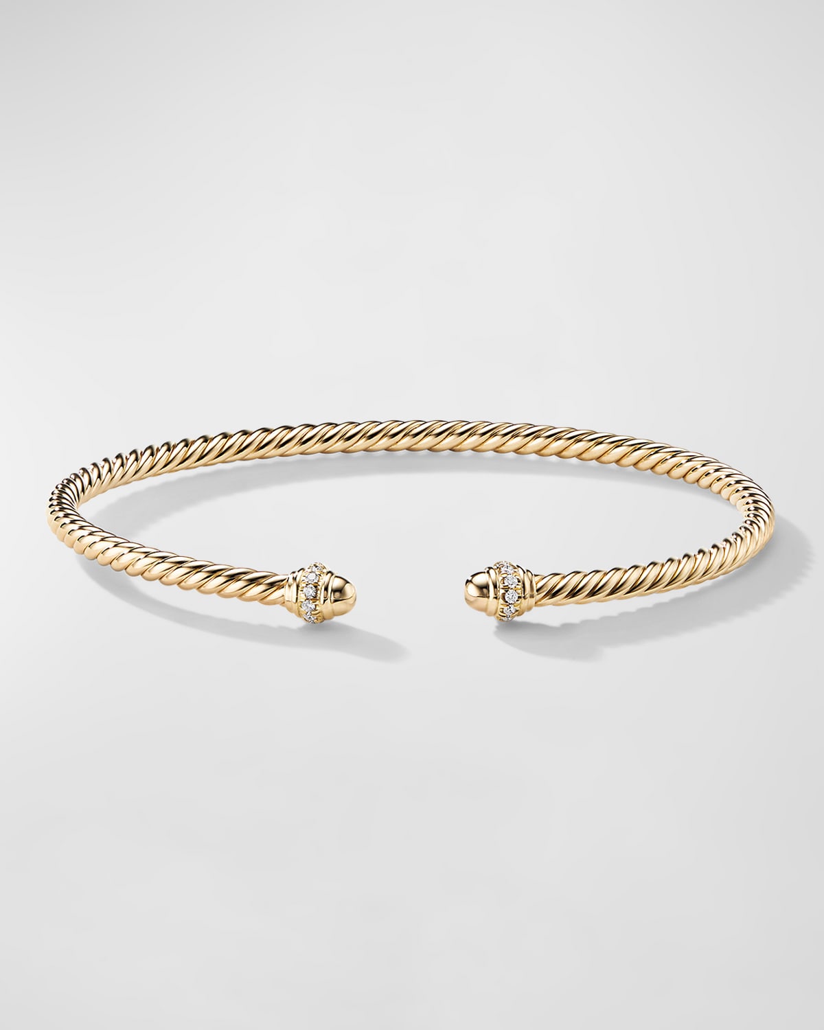 David Yurman 18k Gold Petite Cablespira Bracelet W/ Diamonds In 05 No Stone