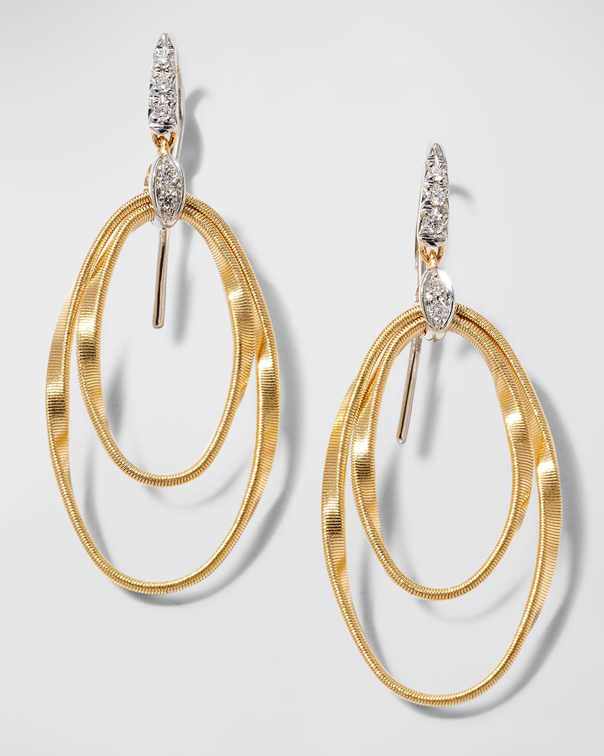 18K Gold Marrakech Onde Double Concentric Hook Earrings with White Diamond