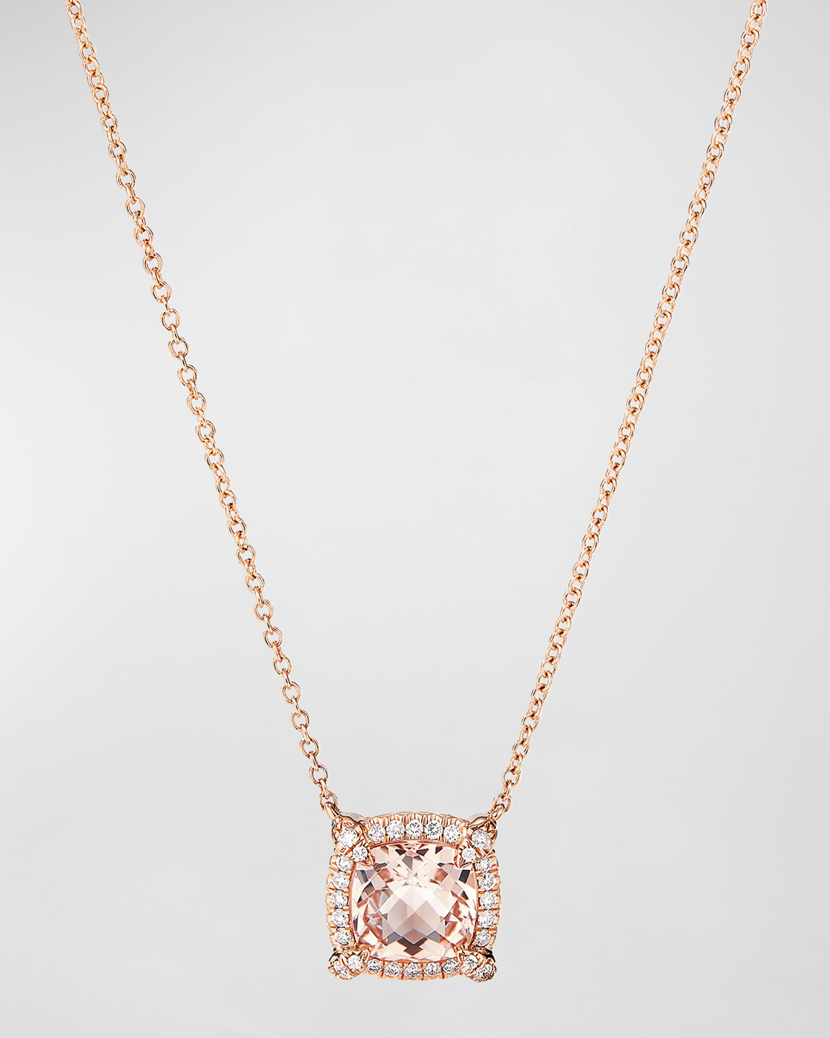 David Yurman Women's Petite Châtelaine Pavé Bezel Pendant Necklace In 18k Rose Gold With Morganite
