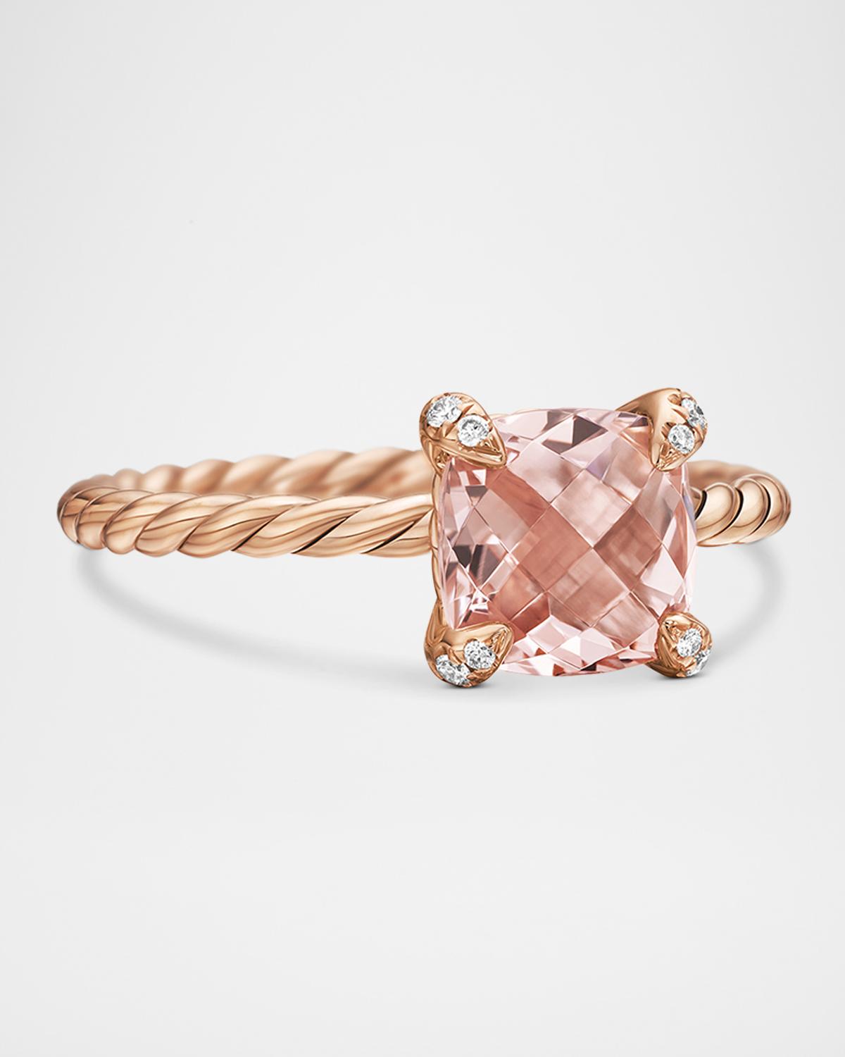 Chatelaine Ring in 18K Gold with Morganite and Diamonds