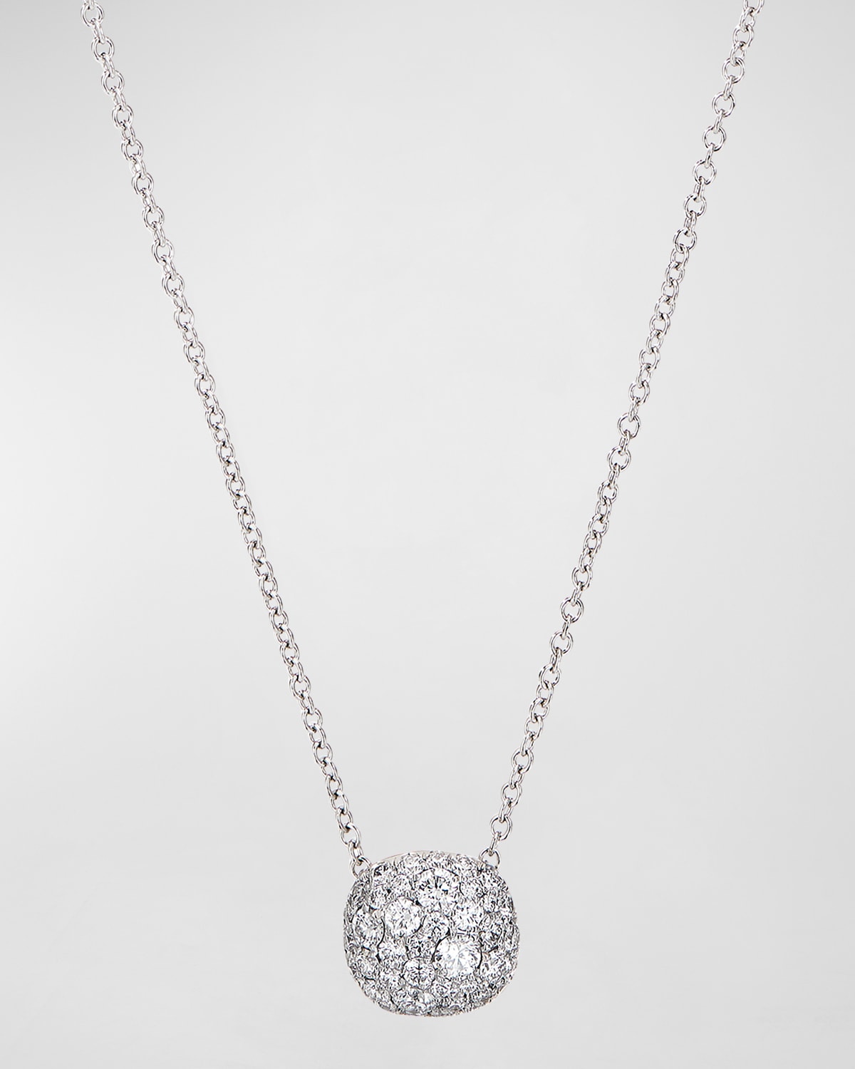 Shop David Yurman 18k White Gold Diamond Cushion Pendant Necklace In 40 White