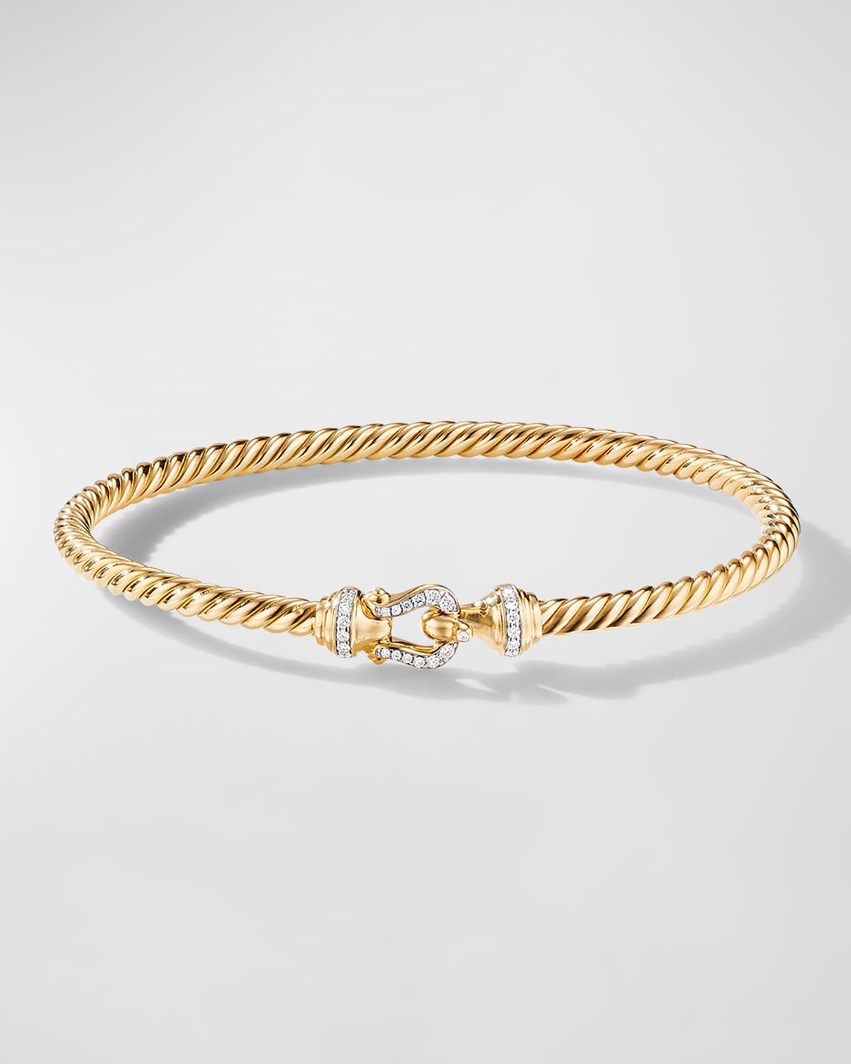 David Yurman 18k Gold Buckle Bracelet With Diamonds In 40 White