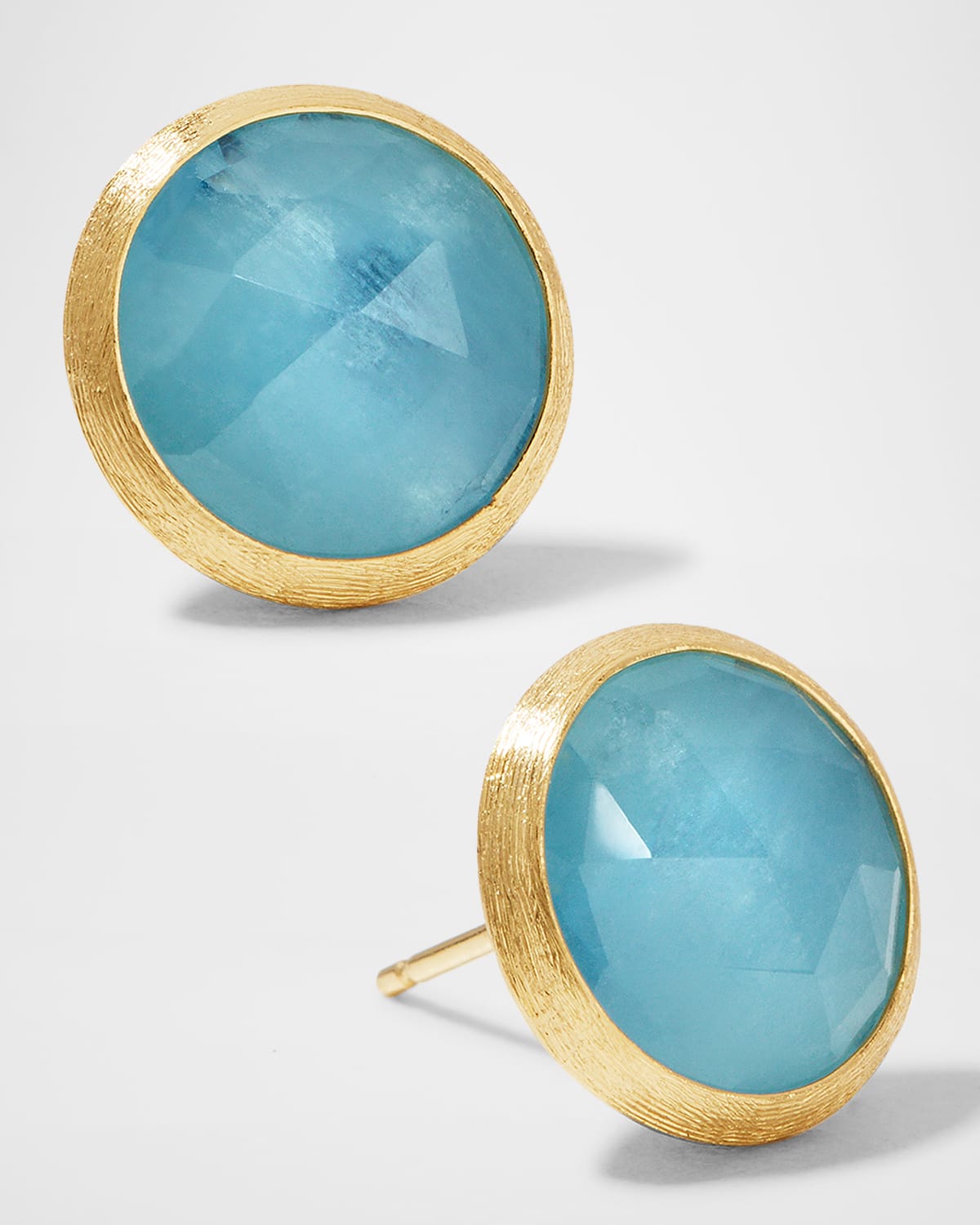 Jaipur 18K Gold and Aquamarine Stud Earrings