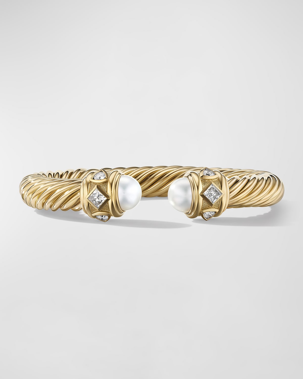 David Yurman Renaissance Bracelet With Pearls And Diamonds In 18k Gold, 11mm In Diamond/pearl