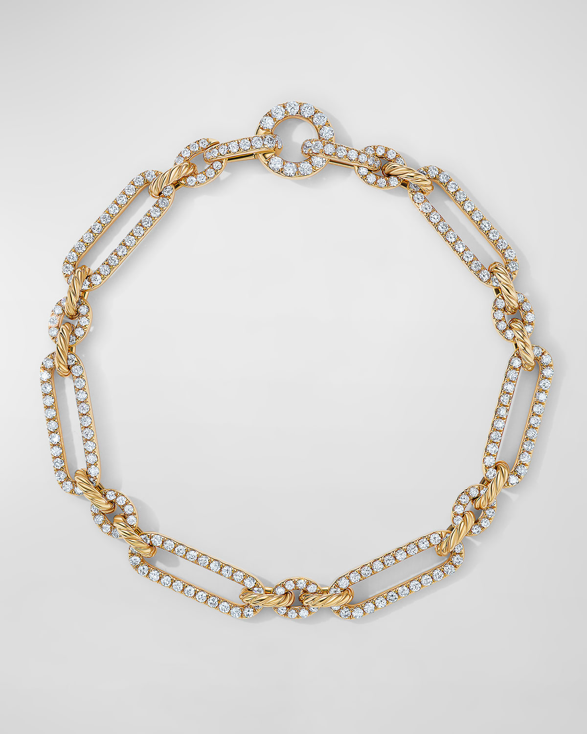 David Yurman Lexington Chain Bracelet with Diamonds in 18K Gold, 6.5mm