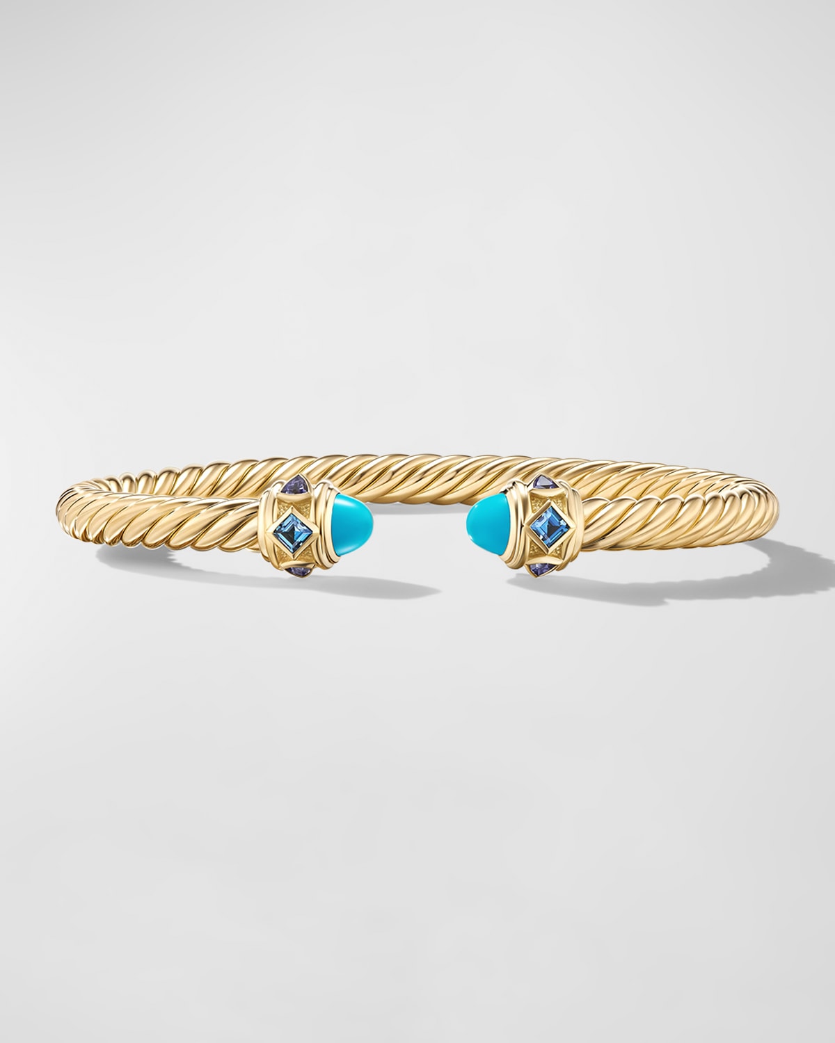David Yurman Renaissance Cable Bracelet With Gemstones In 18k Gold, 5mm In Turq/topaz