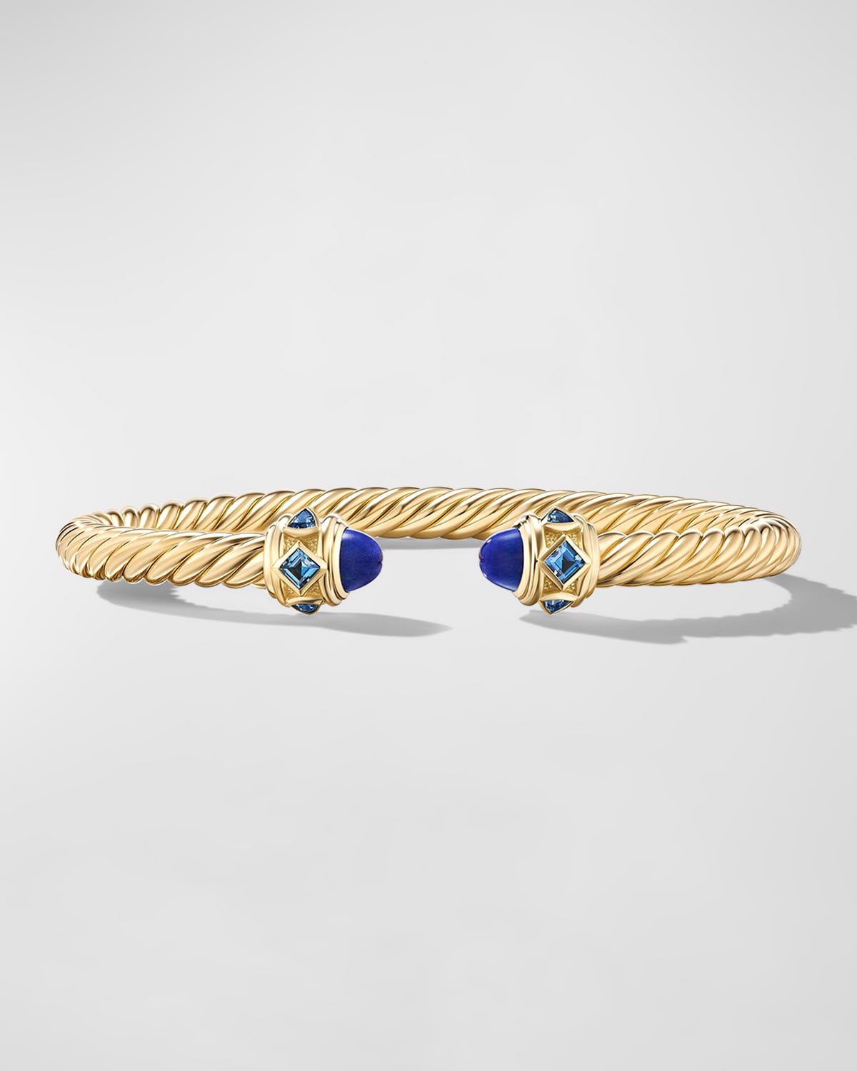 David Yurman Renaissance Cable Bracelet With Gemstones In 18k Gold, 5mm In Lapis/blue Topaz
