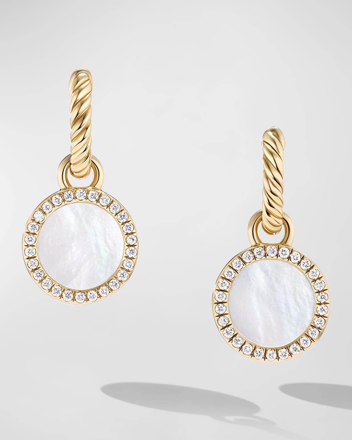 David Yurman Women's Petite Dy Elements Drop Earrings In 18k Yellow Gold With Pavé Diamonds In Mother Of Pearl