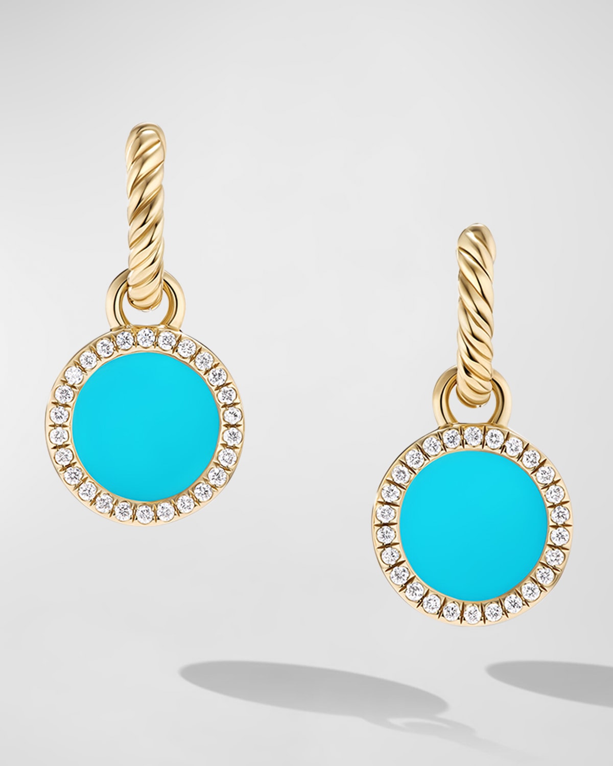David Yurman Women's Petite Dy Elements Drop Earrings In 18k Yellow Gold With Pavé Diamonds In Turquoise