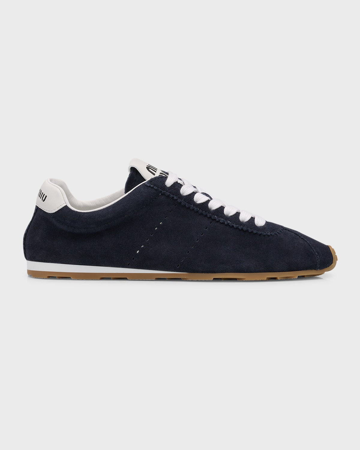 Shop Miu Miu Suede Bicolor Retro Trainer Sneakers In Bleu