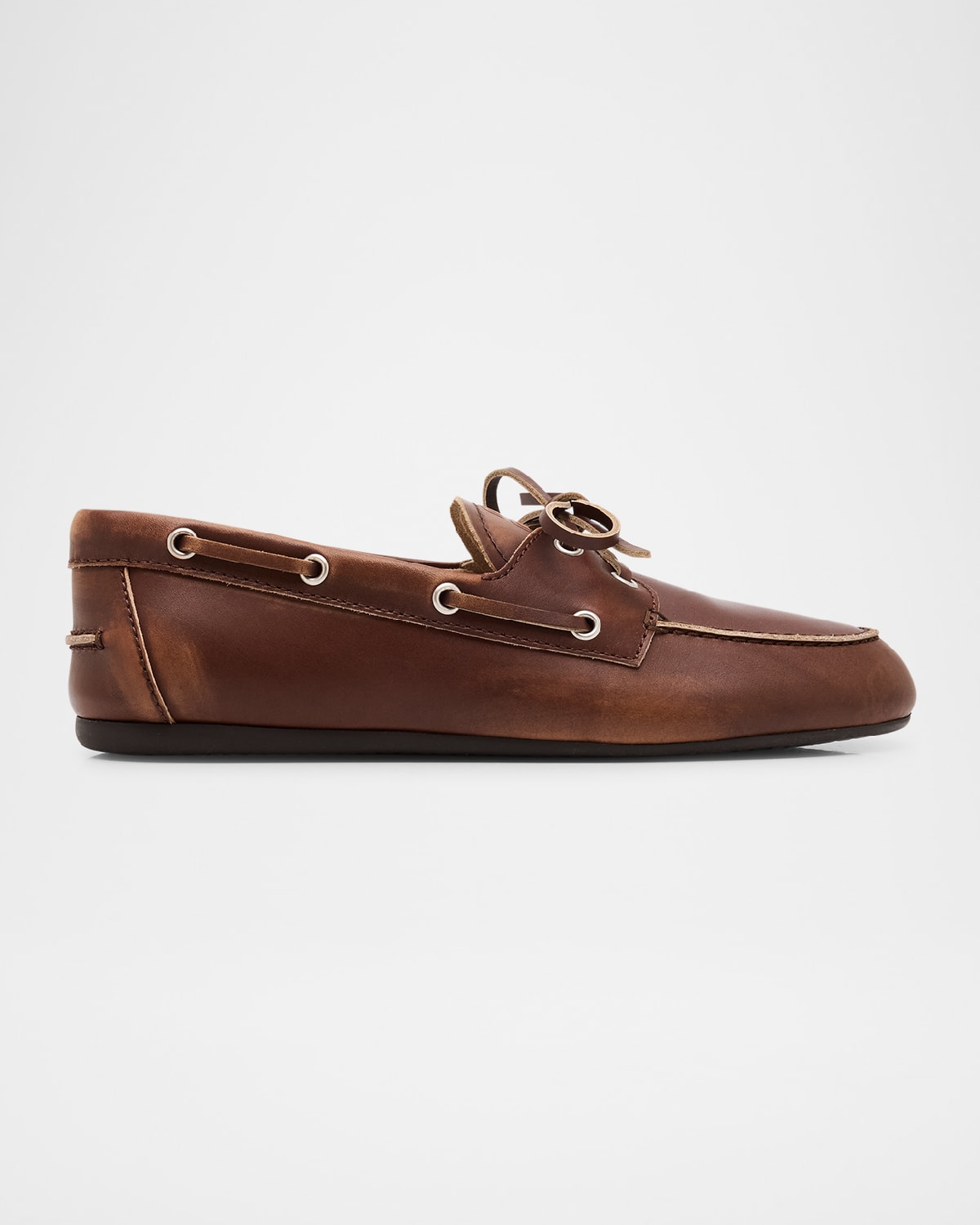 MIU MIU LEATHER LACE-UP MOCCASINS 