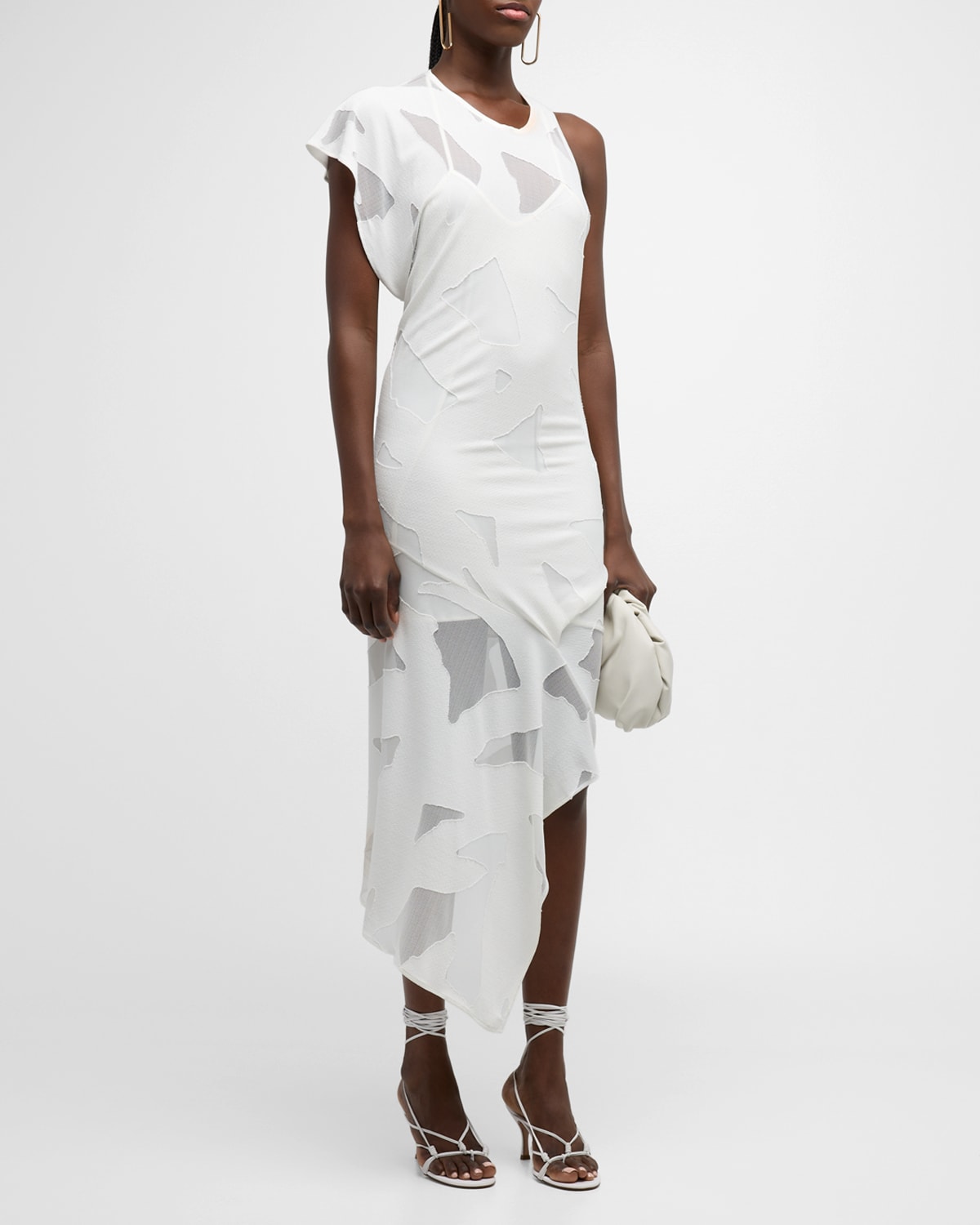 Iro Shanon Knit Asymmetric Midi Dress In Off White