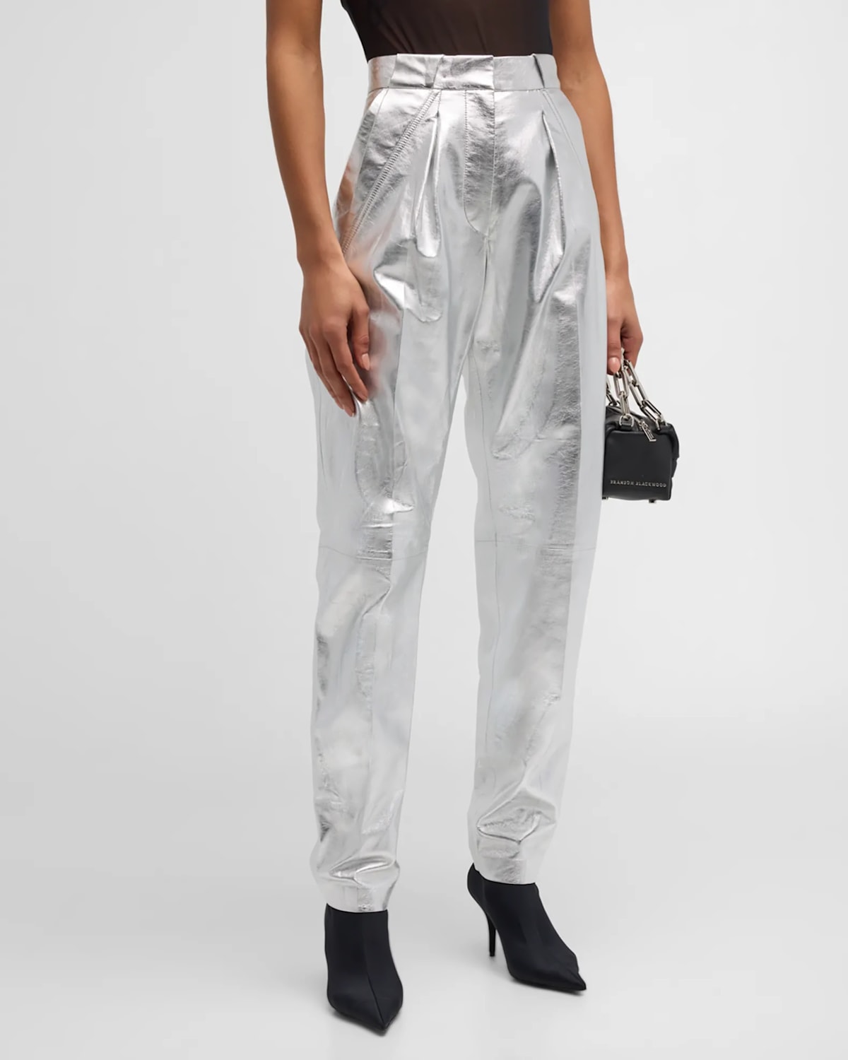 Iro Nil Metallic Leather Pants In Silver