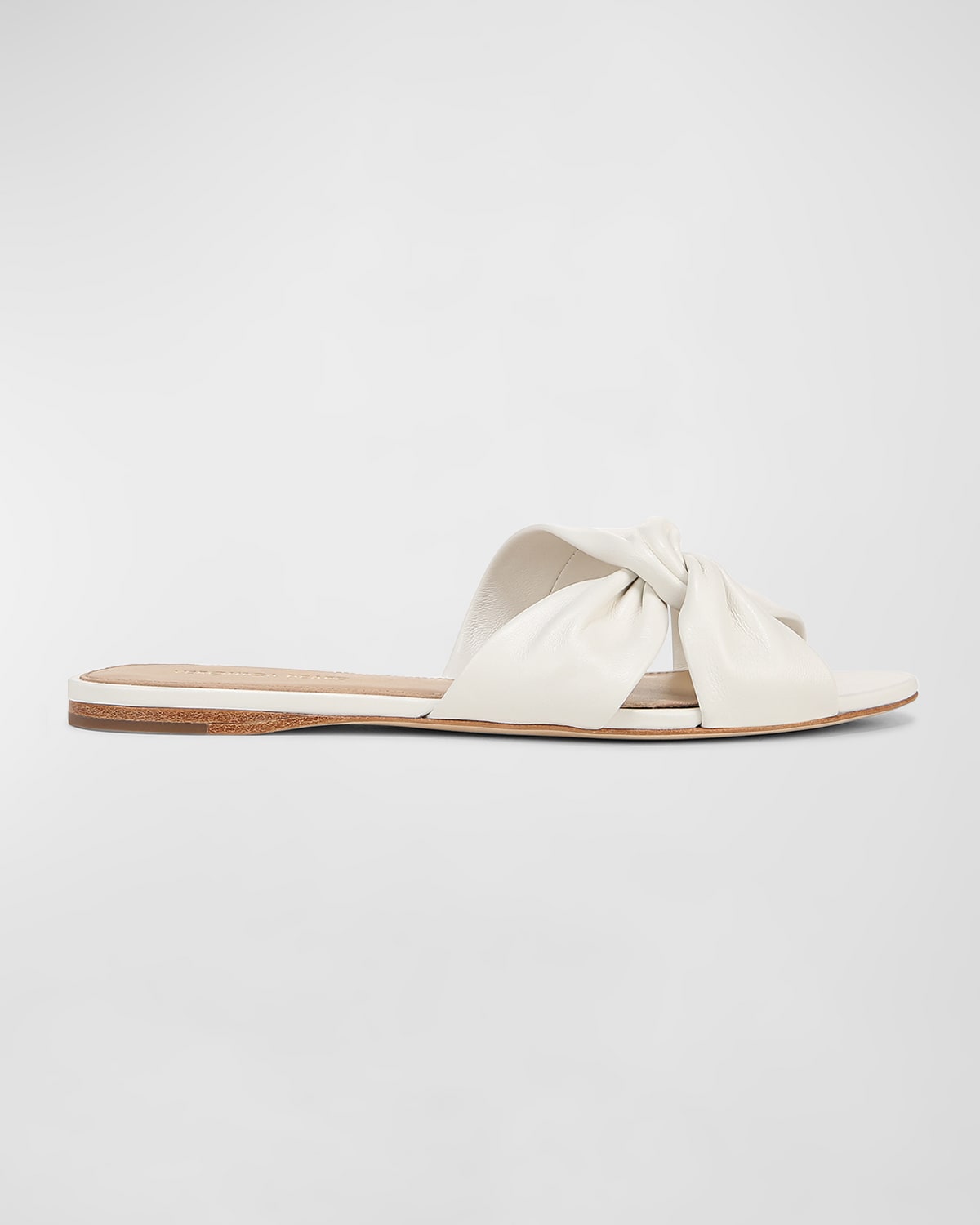 Veronica Beard Seraphina Twisted Leather Slide Sandals In Coconut White Lea