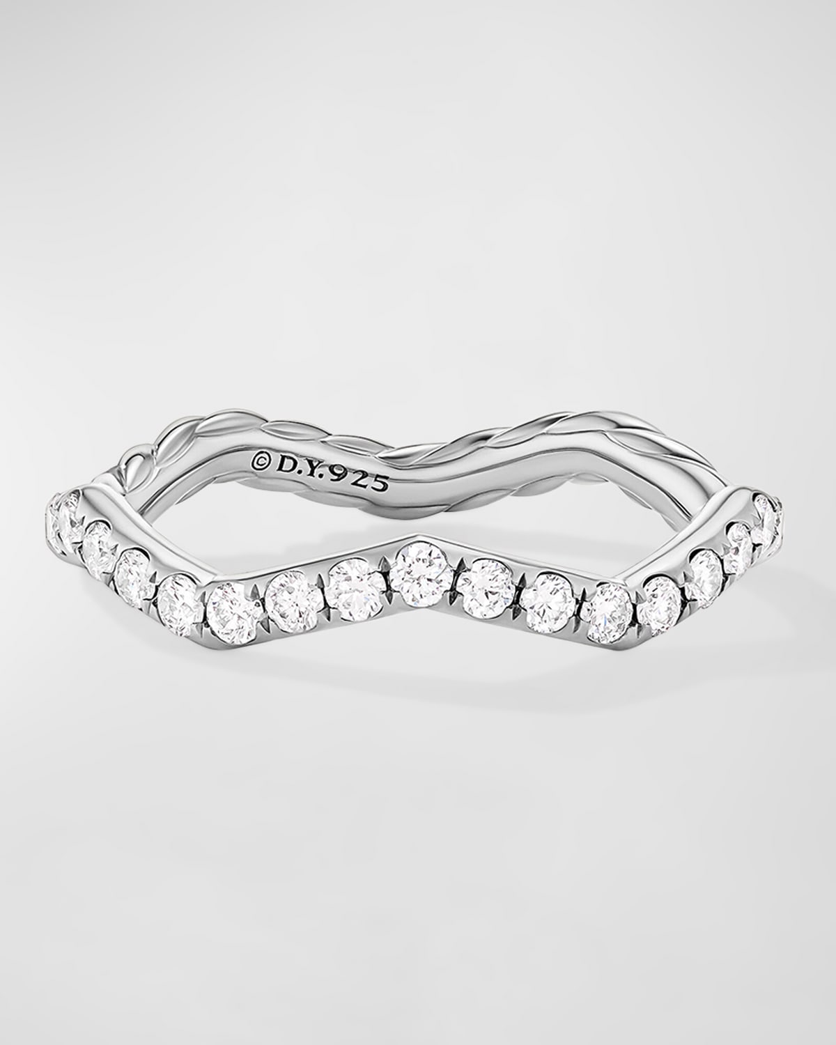 David Yurman Zig Zag Stax Ring With Diamonds In Silver, 2mm In Adi