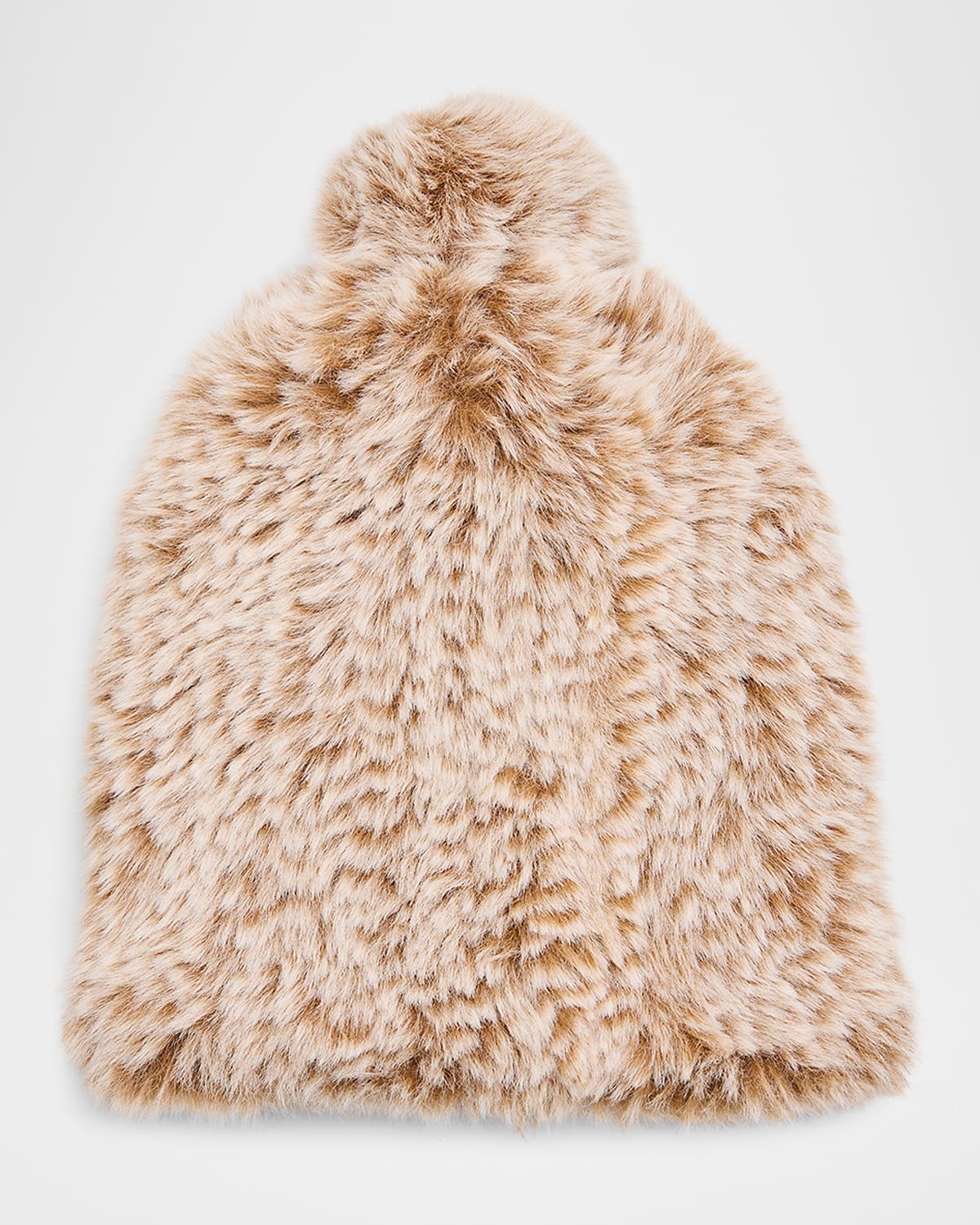 Faux Rex Rabbit Fur Beanie With Pom
