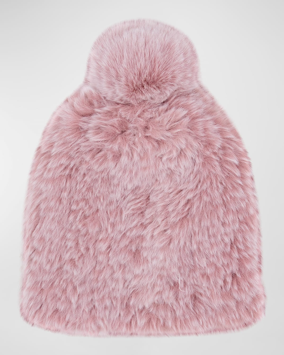 Faux Rex Rabbit Fur Beanie With Pom