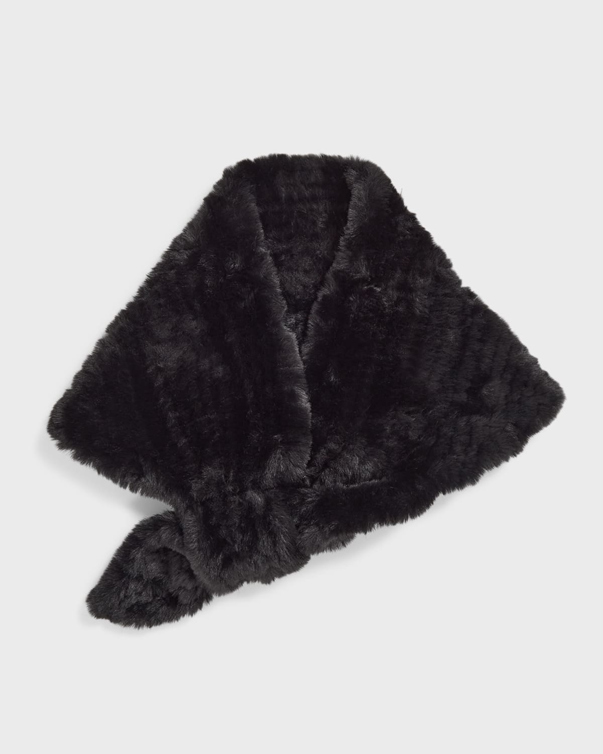 Surell Accessories Erin Textile Knit Faux Fur Shawl In Black
