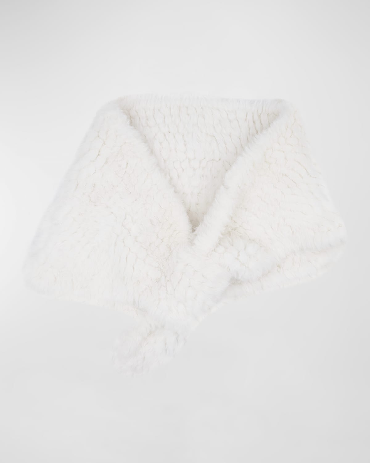 Surell Accessories Erin Textile Knit Faux Fur Shawl In White