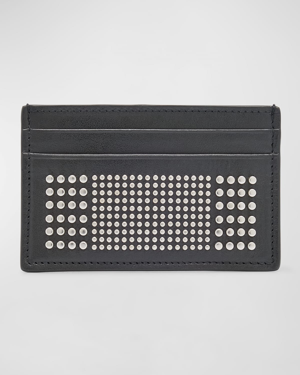 Shop Alexander Mcqueen Men's Studded Leather Card Holder In Black