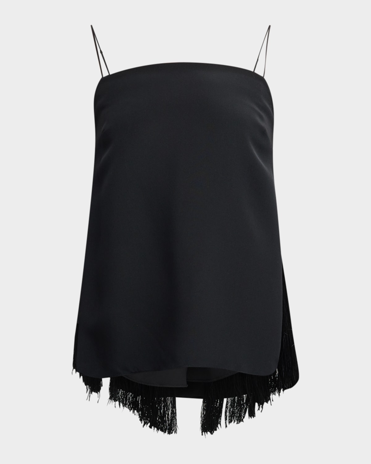 Fringe Paneled Silk Crepe Cami Top