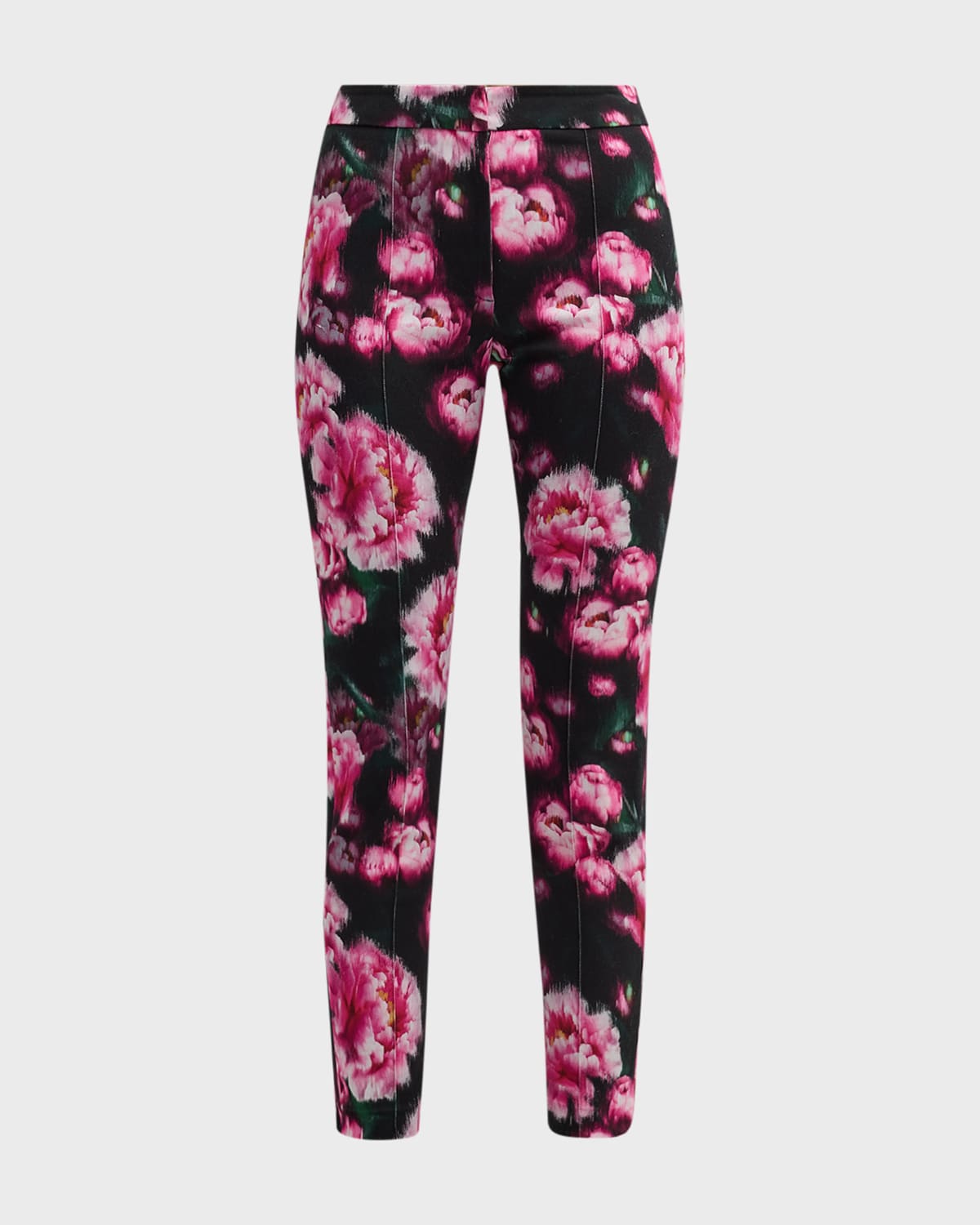 Adam Lippes Daphne Floral-print Cotton Twill Skinny-leg Ankle Pants In Black Floral