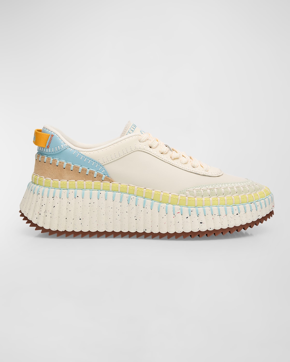 Shop Chloé Nama Stitch Walking Sneakers In Cloudy Sky