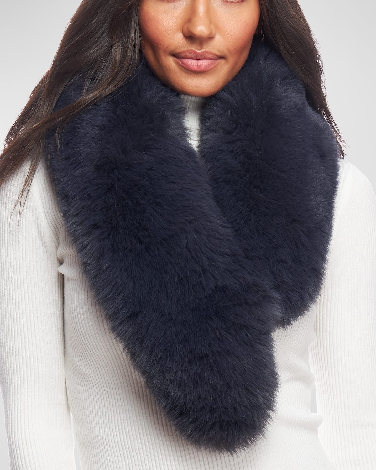 Fabulous Furs Chateau Faux Fur Clip Scarf In Midnight