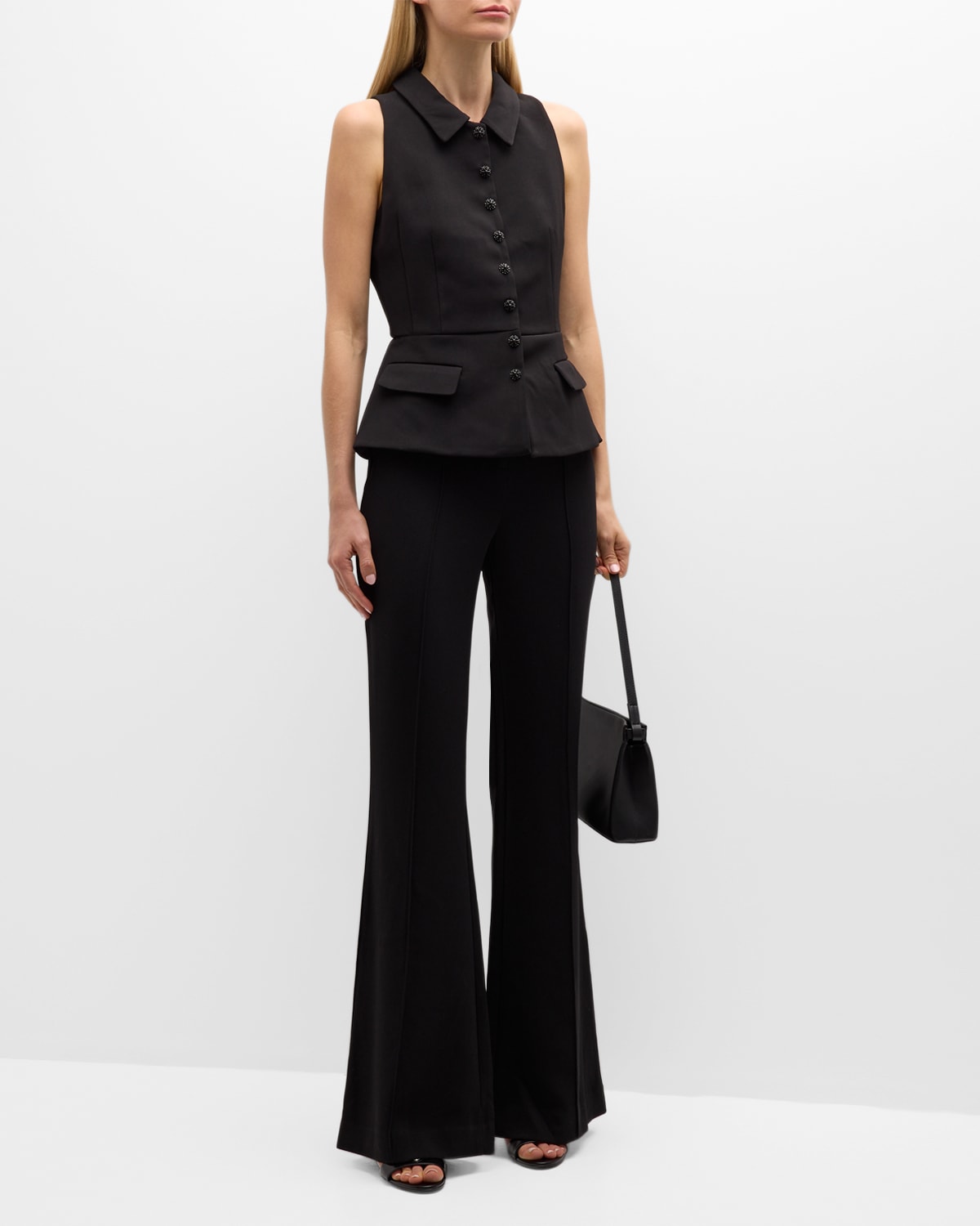 Shop Self-portrait Tailored Sleeveless Convertible Jumpsuit In Black