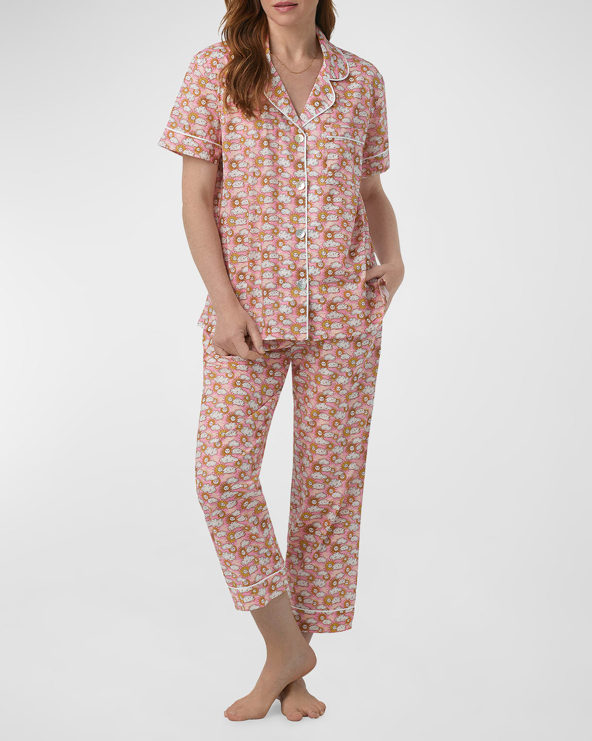 Bedhead Pyjamas X Liberty Of London Fabrics Cropped Pyjama Set In Follow The Sun