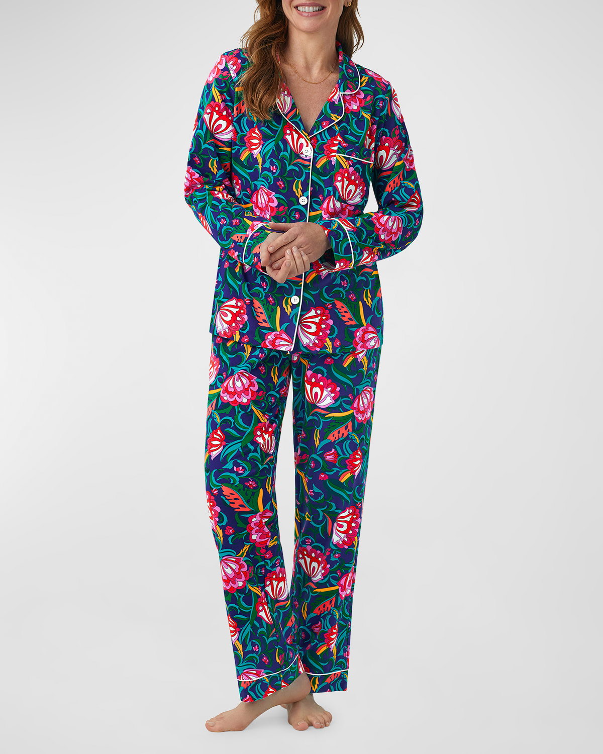 Bedhead Pajamas Floral-print Organic Cotton Jersey Pajama Set In India Garden
