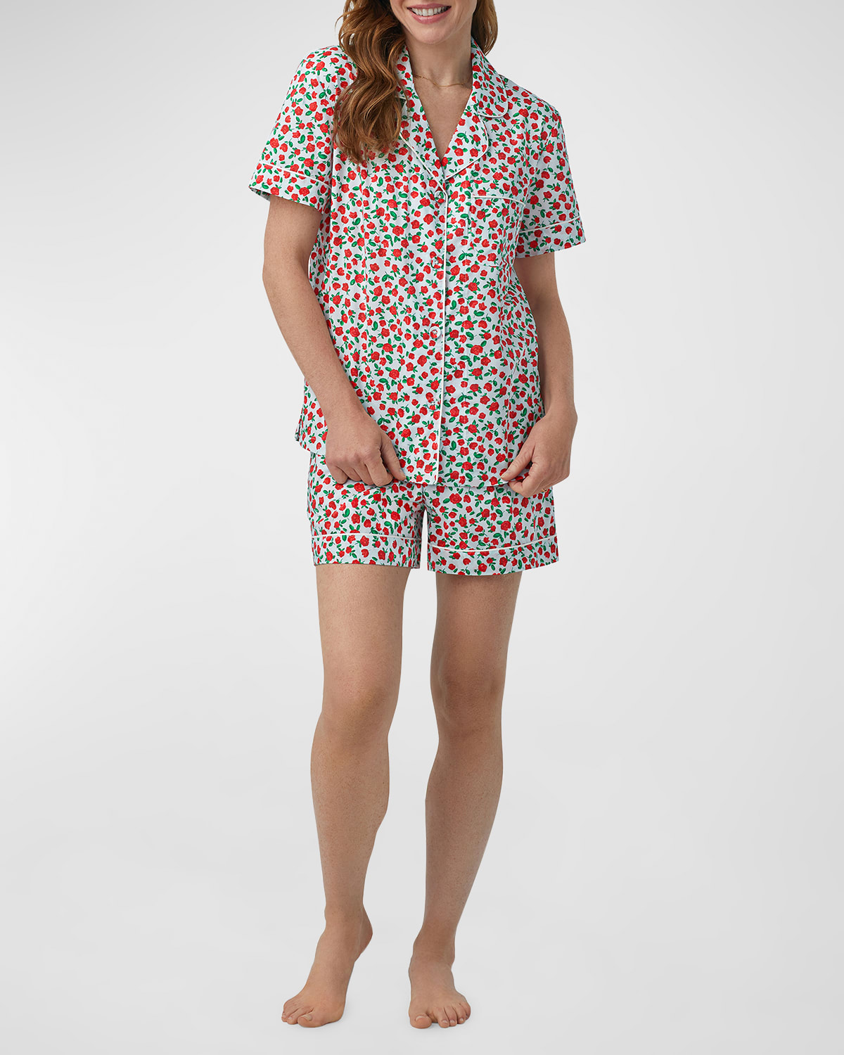 Bedhead Pajamas Floral-print Cotton Poplin Shorty Pajama Set In English Rose