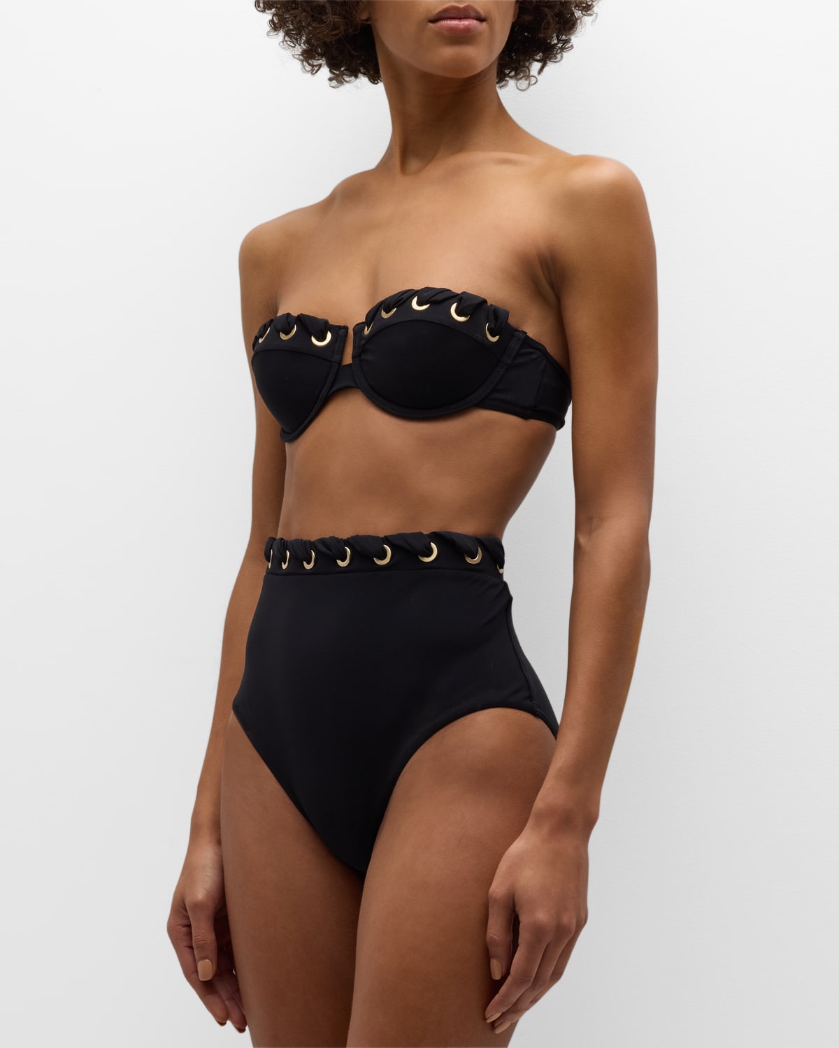 Zimmermann Alight Eyelet Balconette Bikini Top Noir In Noir