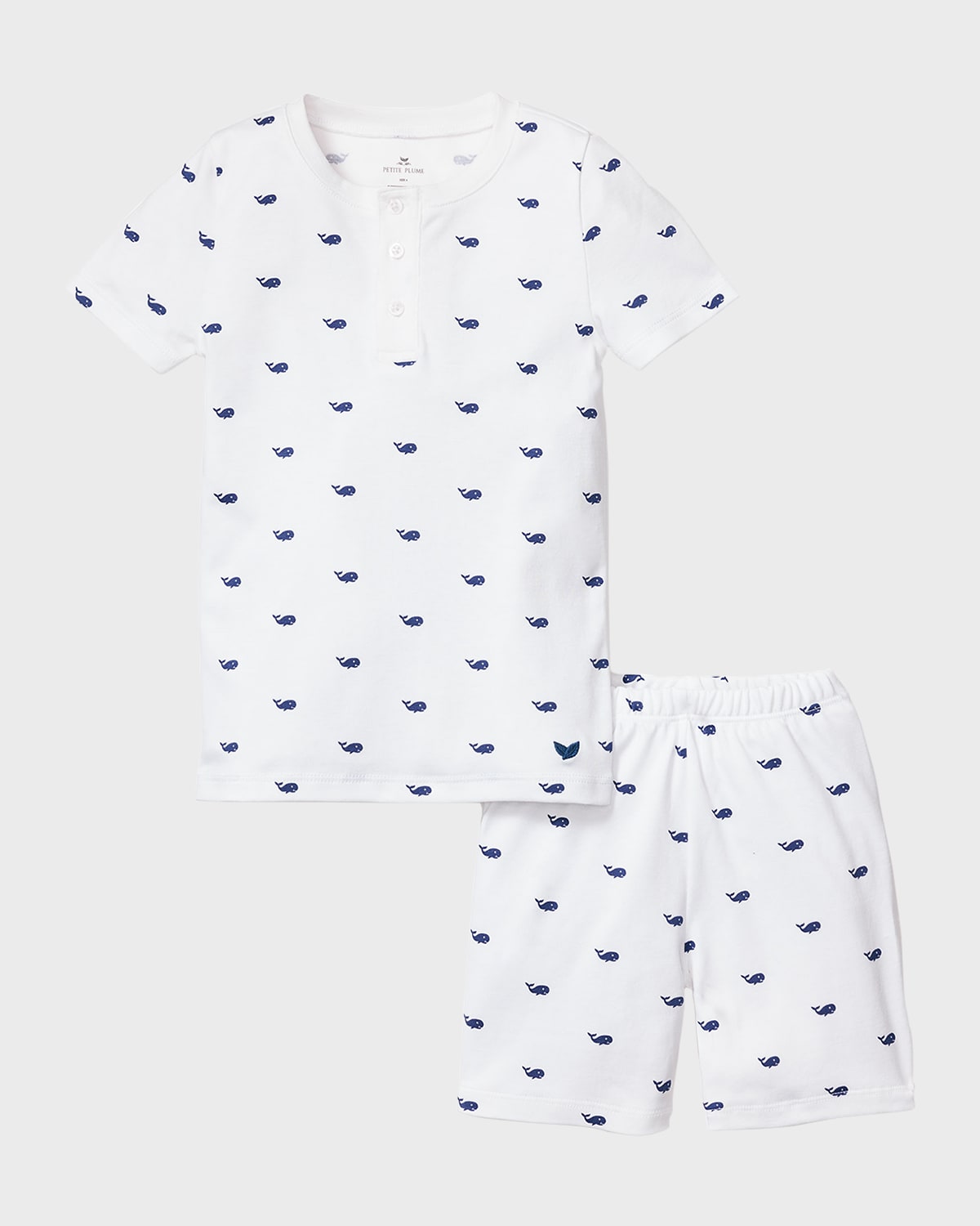 Shop Petite Plume Kid's Pima Cotton Snug Fit Pajama Short Set In Whales