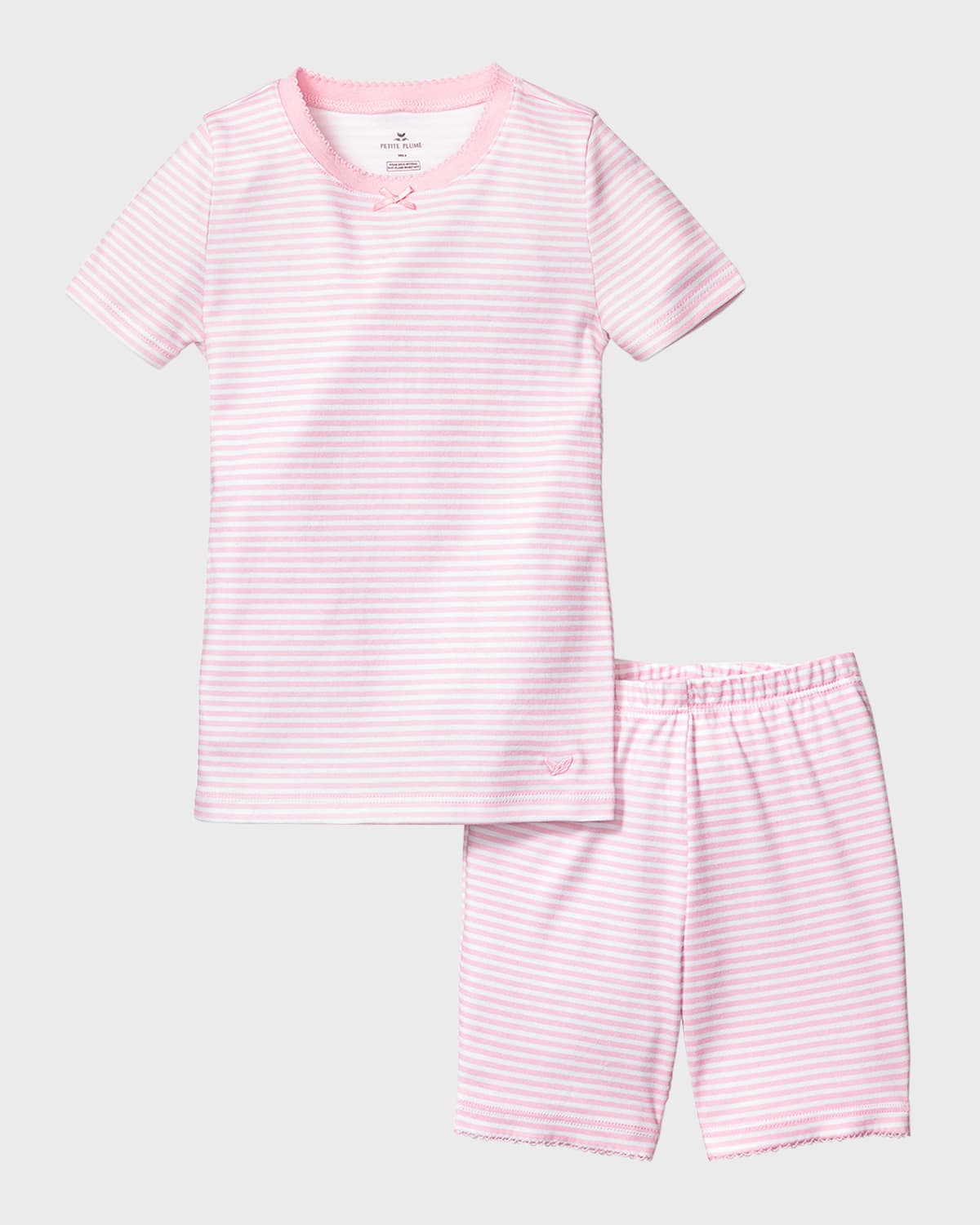 Shop Petite Plume Kid's Pima Cotton Snug Fit Pajama Short Set In Pink Stripe
